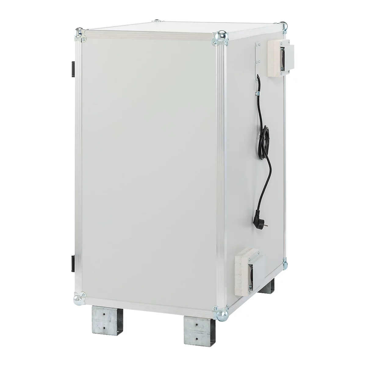 CEMO Basic 8/10 acculaadkast, 1-fase, 2 x 6-polige contactdozen, geventileerd, 2 rookmelders, met voeten, B 800 x D 660 x H 1110 mm, lichtgrijs/puur oranje