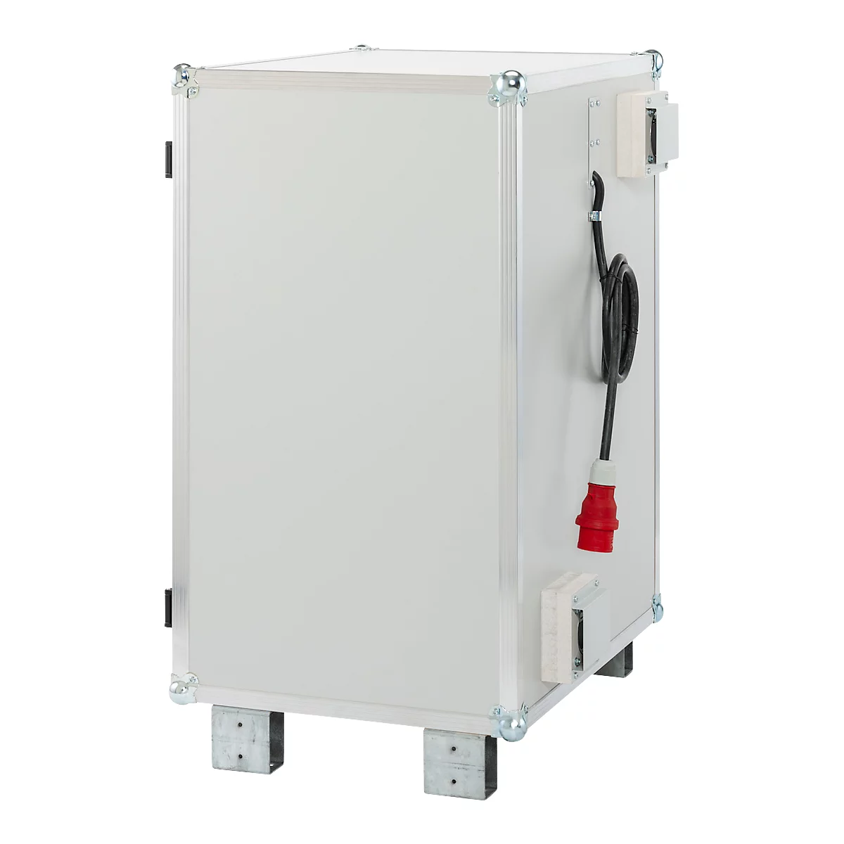 CEMO Basic 8/10 acculaadkast, 3-fase, 2 x 6-polige contactdozen, geventileerd, 2 rookmelders, met voeten, B 800 x D 660 x H 1110 mm, lichtgrijs/puur oranje