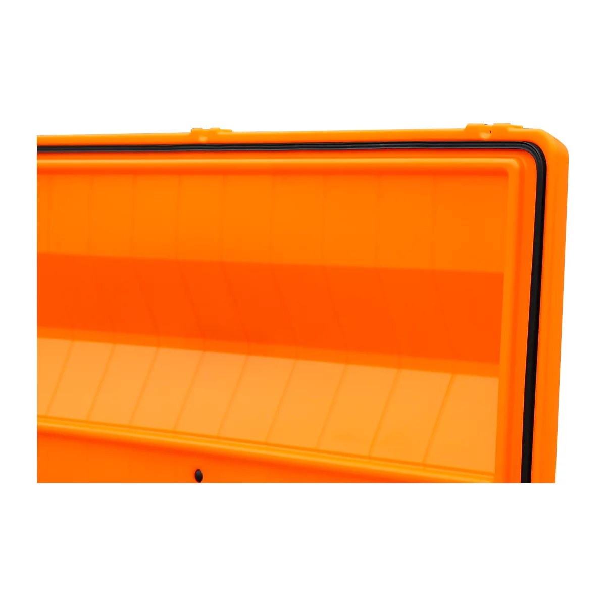 CEMO CEMbox 150 transport- en platformcontainer, polyethyleen, 150 l, L 800 x B 600 x H 530 mm, stapelbaar, grijs/oranje