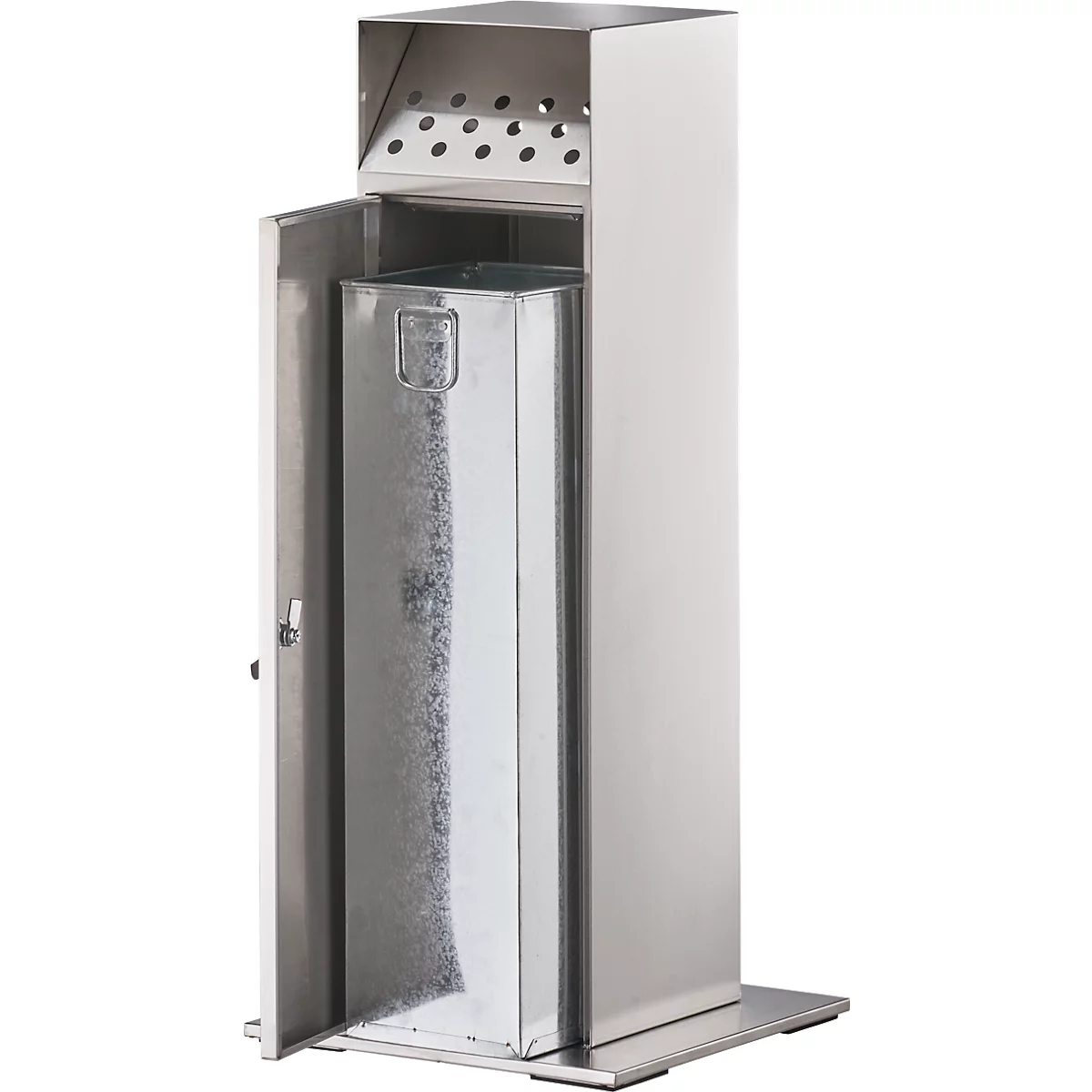 Cendrier, capacité 23 l, verrouillable, 1 clé incluse, L 380 x P 380 x H 880 mm, acier inoxydable