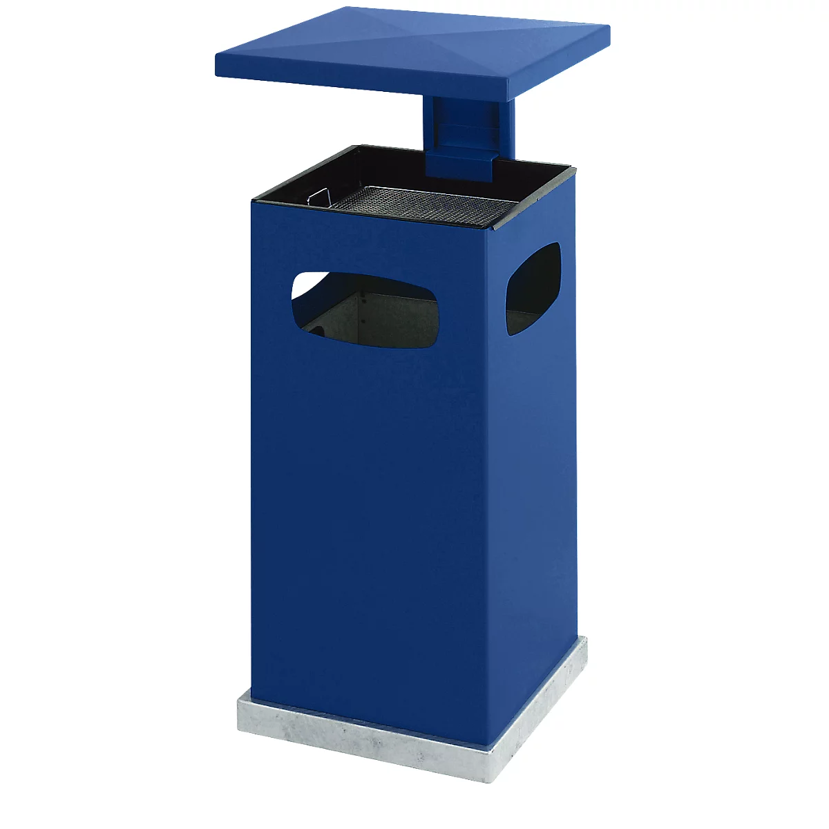 Cendrier-poubelle avec toit amovible, 72 L, bleu