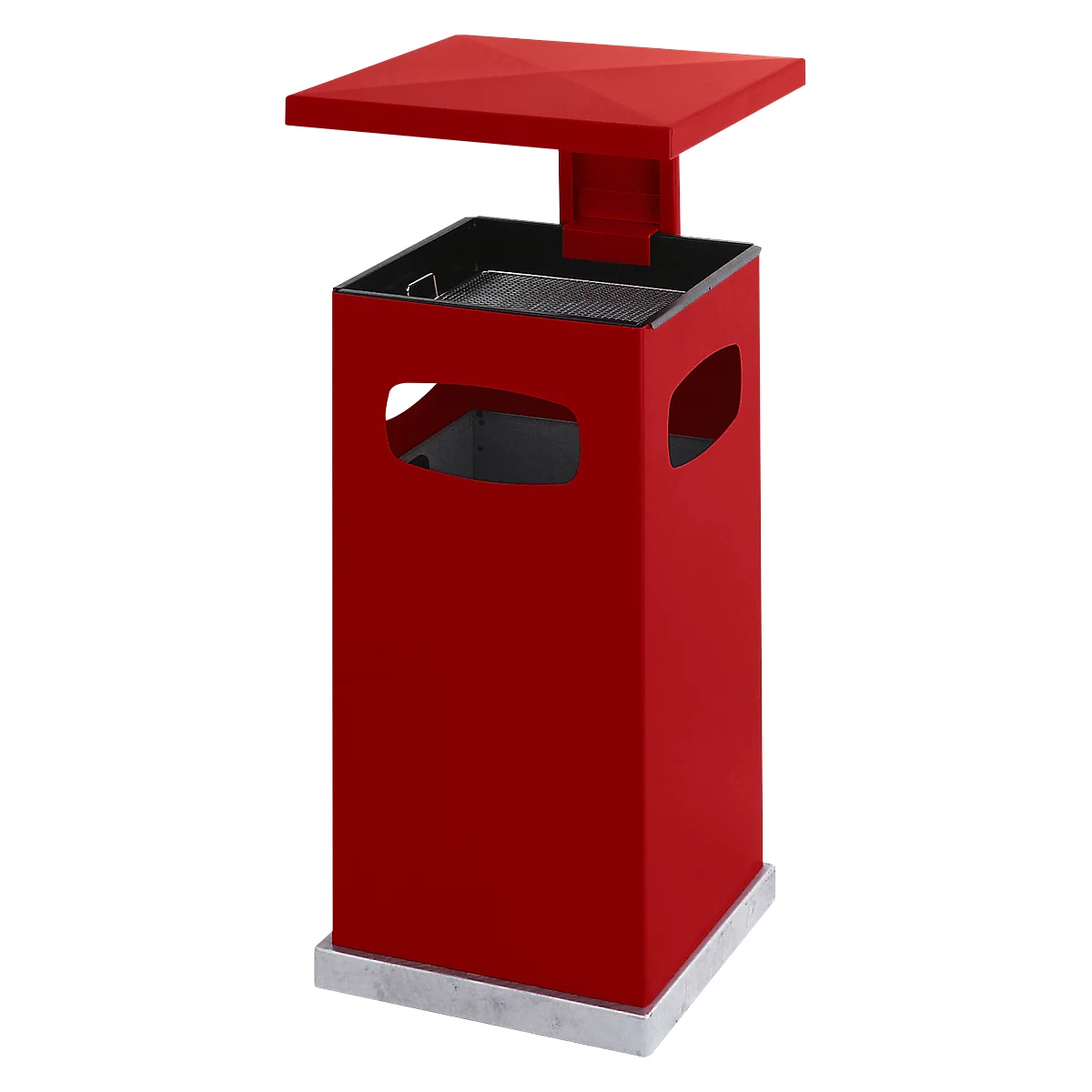 Cendrier-poubelle avec toit amovible, 72 L, rouge