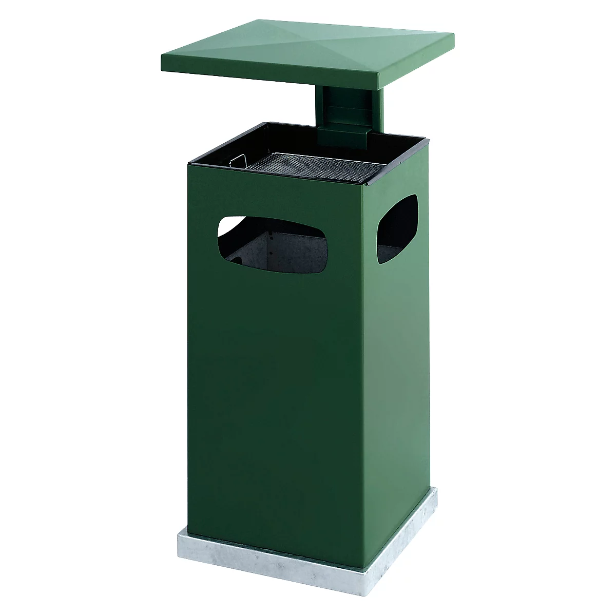 Cendrier-poubelle avec toit amovible, 72 L, vert