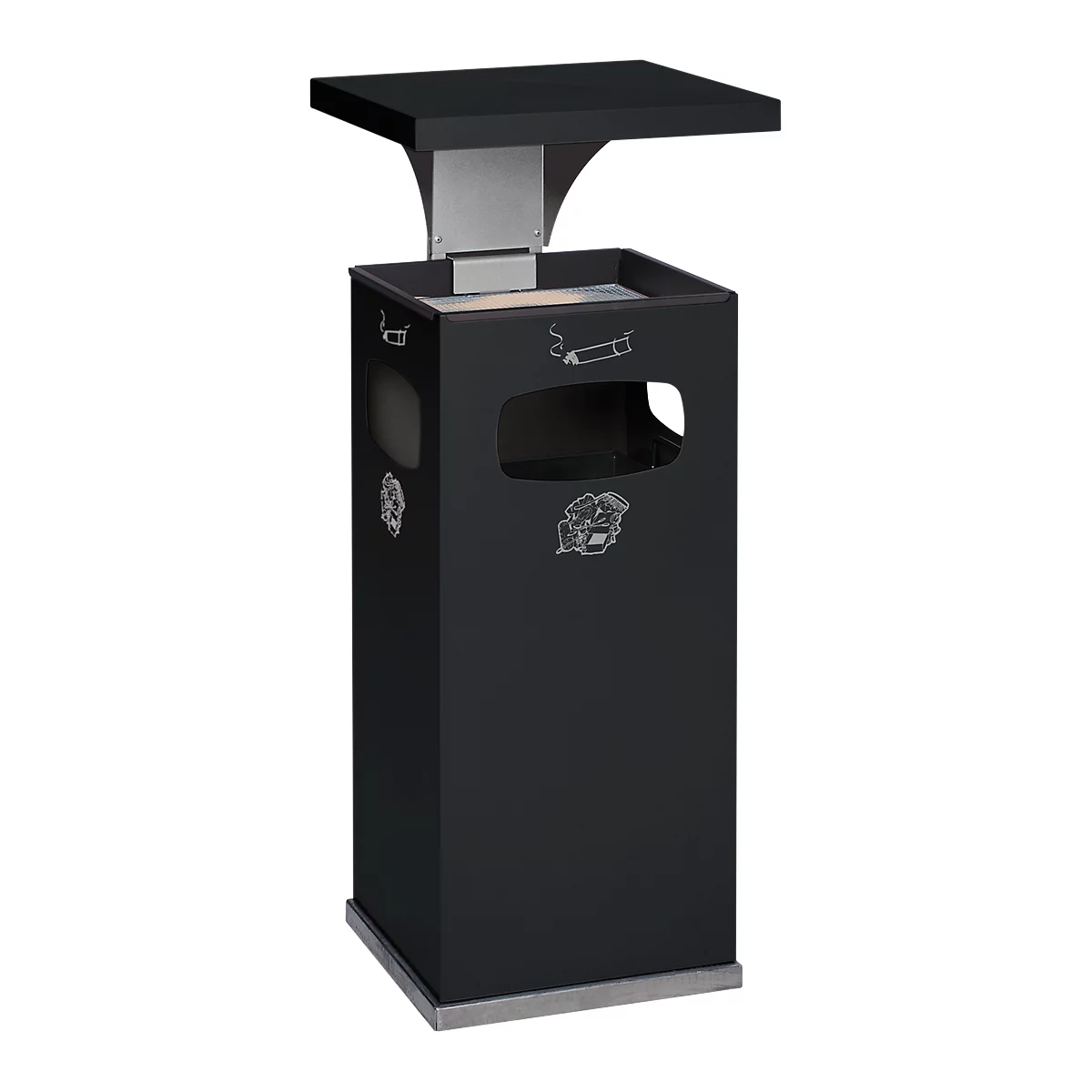 Cendrier poubelle B32, avec toit, bac intérieur inclus, anthracite
