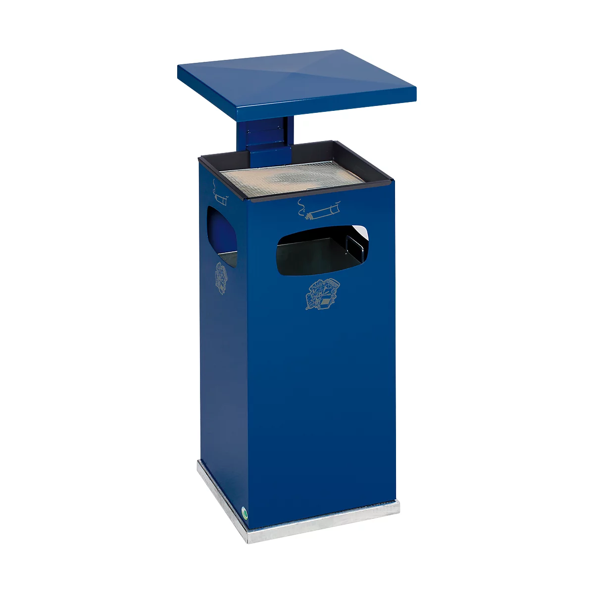 Cendrier poubelle B32, avec toit, bac intérieur inclus, bleu