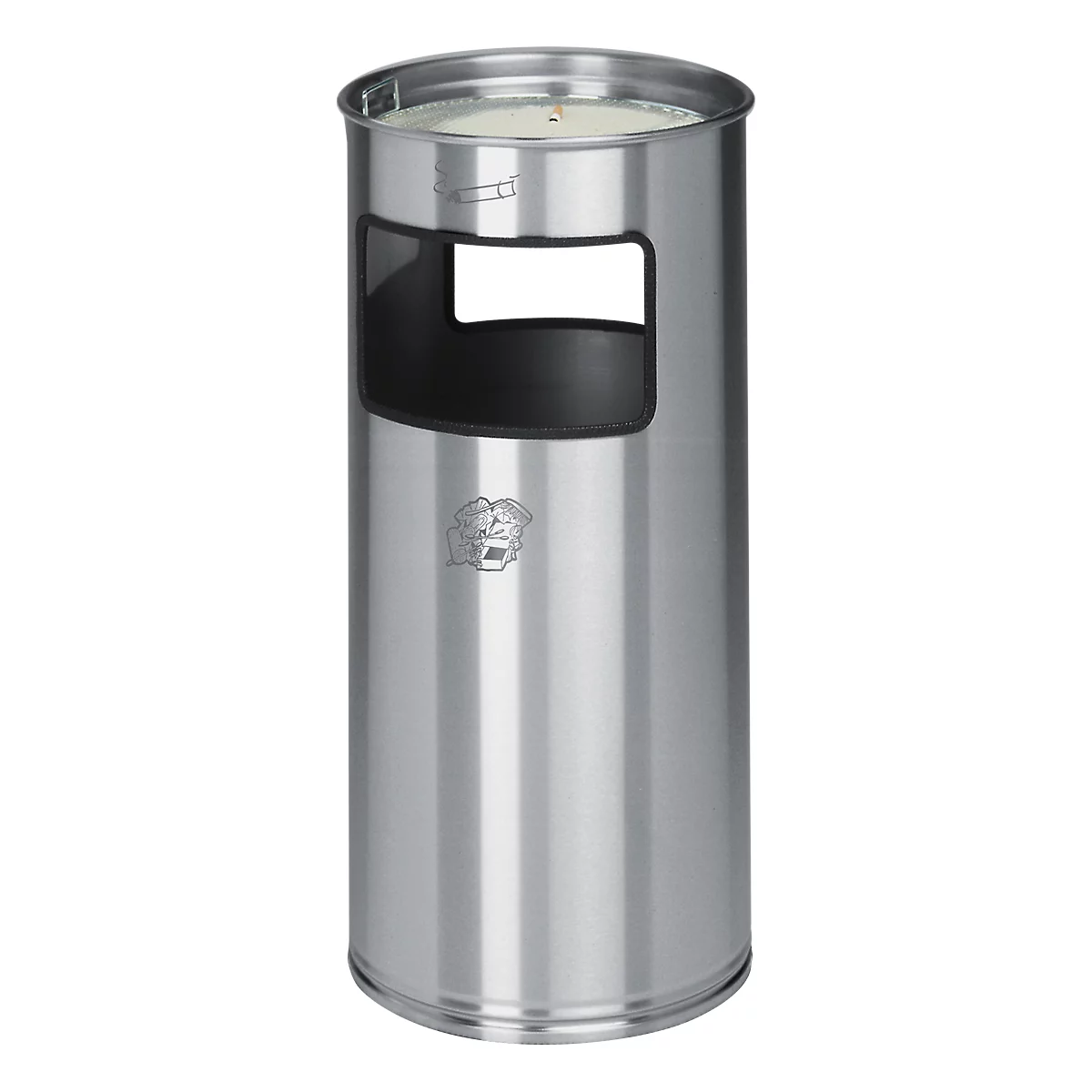 Cendrier poubelle, en inox, Ø 320 x 700 mm