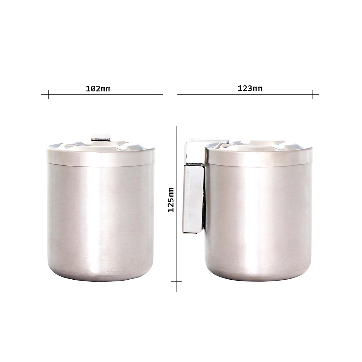 Cendrier rond mural - L 102 x P 123 x H 125 mm - arceau avec 4 alveoles - inox