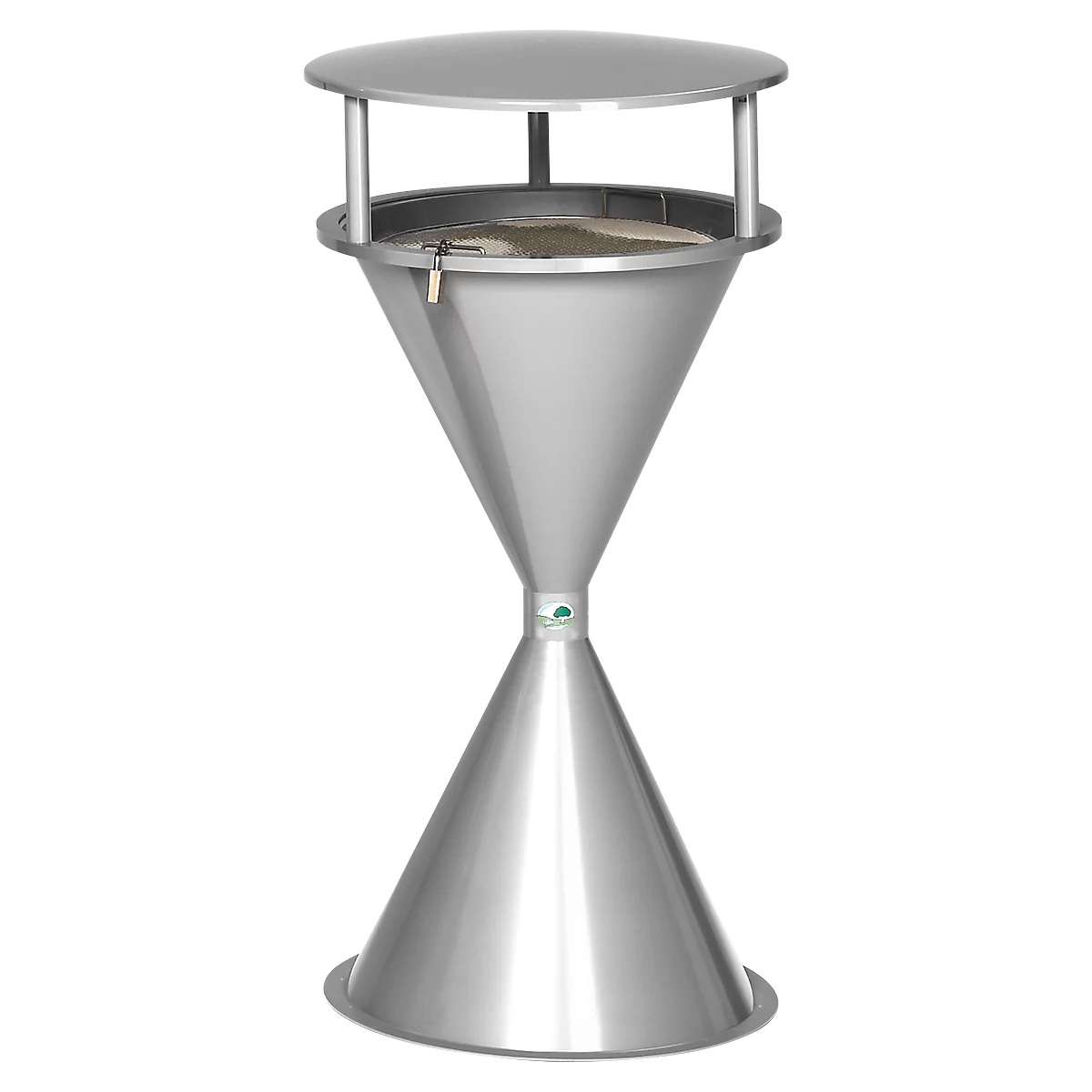 Cendrier sur pied avec toit et socle, plastique, argent