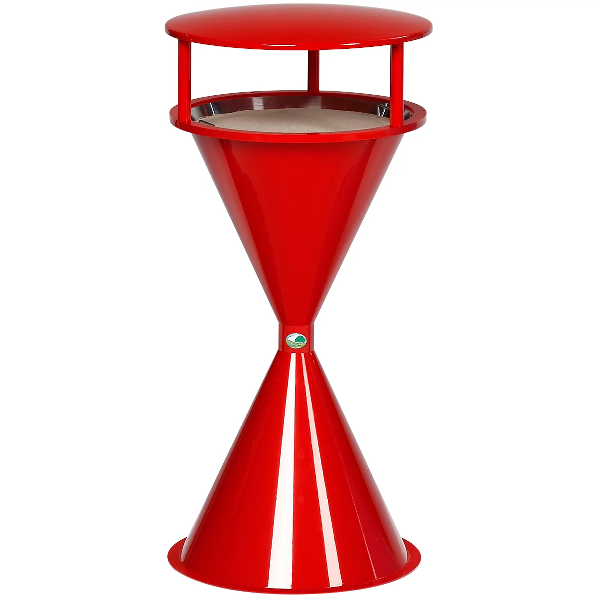 Cendrier sur pied avec toit et socle, plastique, rouge
