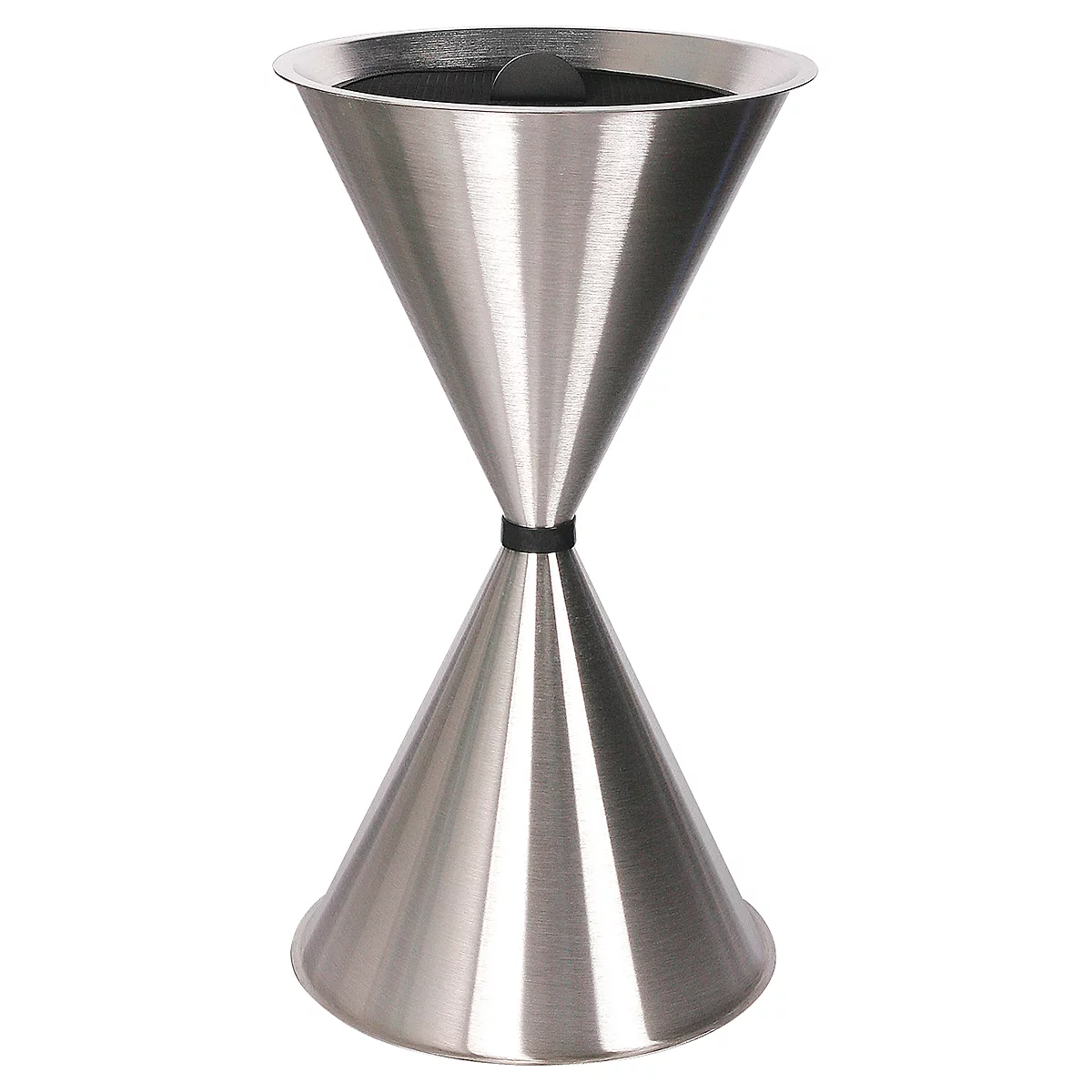 Cendrier sur pied conique Diabola ECO, plateau en aluminium, H 710 mm, ø 400 mm, acier inoxydable, sable de quartz