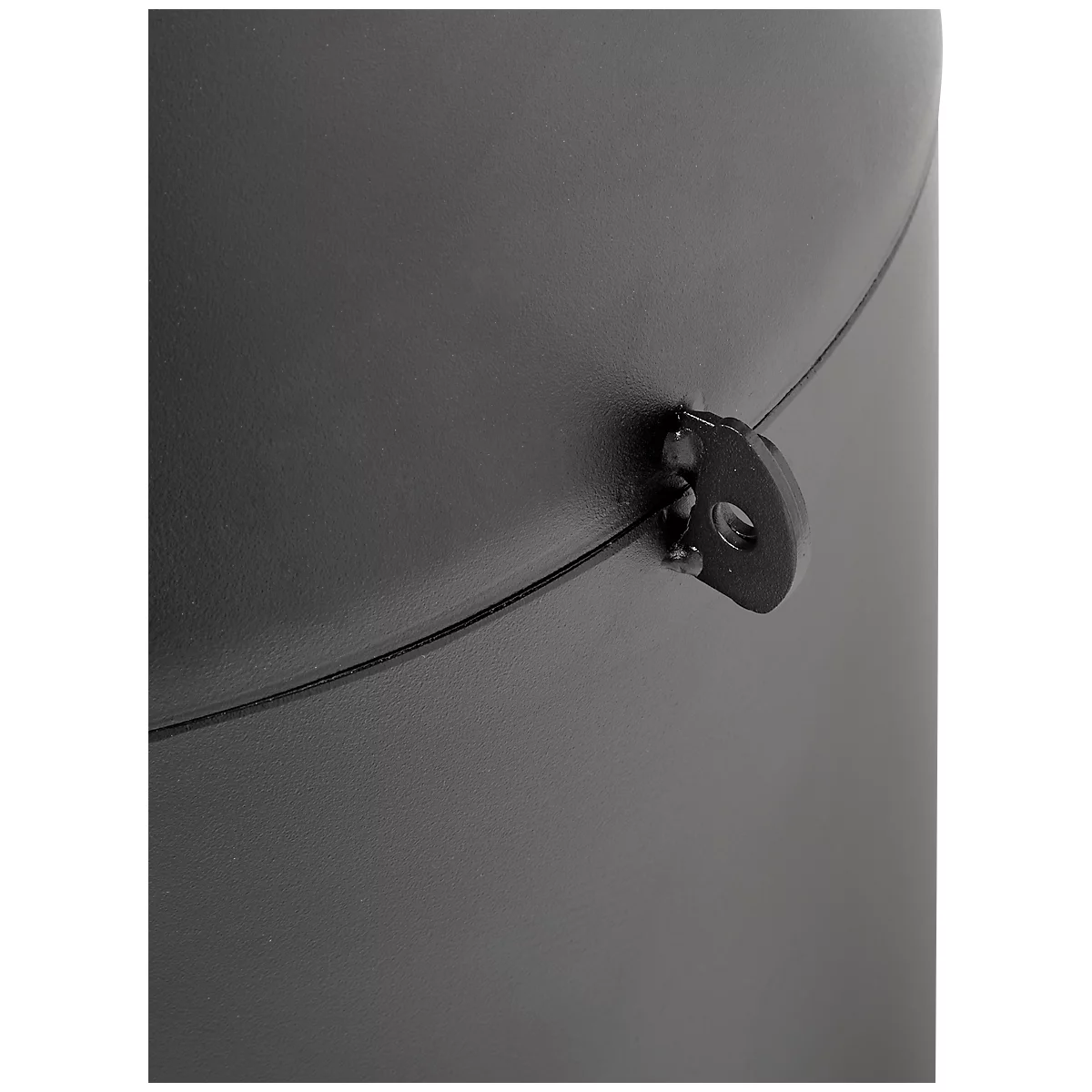 Cendrier sur pied INFINITY™, zone d'élimination des déchets à 360 degrés, avec plaque d'éjection, 330 x 990 mm, inox, noir