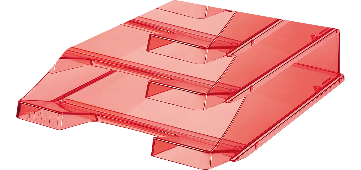 Cesta archivadora HAN Classic, para formato A4/C4, con campo de etiquetado, apilable, An 255 x Pr 348 x Al 65 mm, plástico, rojo/transparente, 6 piezas 