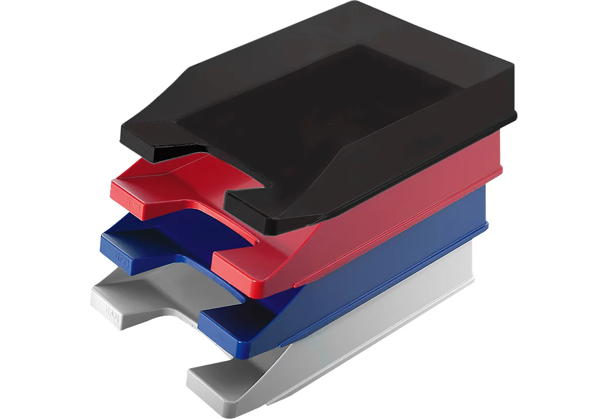 Cesta archivadora HAN Classic, para formato A4/C4, con campo de etiquetado, apilable, An 255 x Pr 348 x Al 65 mm, plástico, varios colores, 6 ó 12 unidades