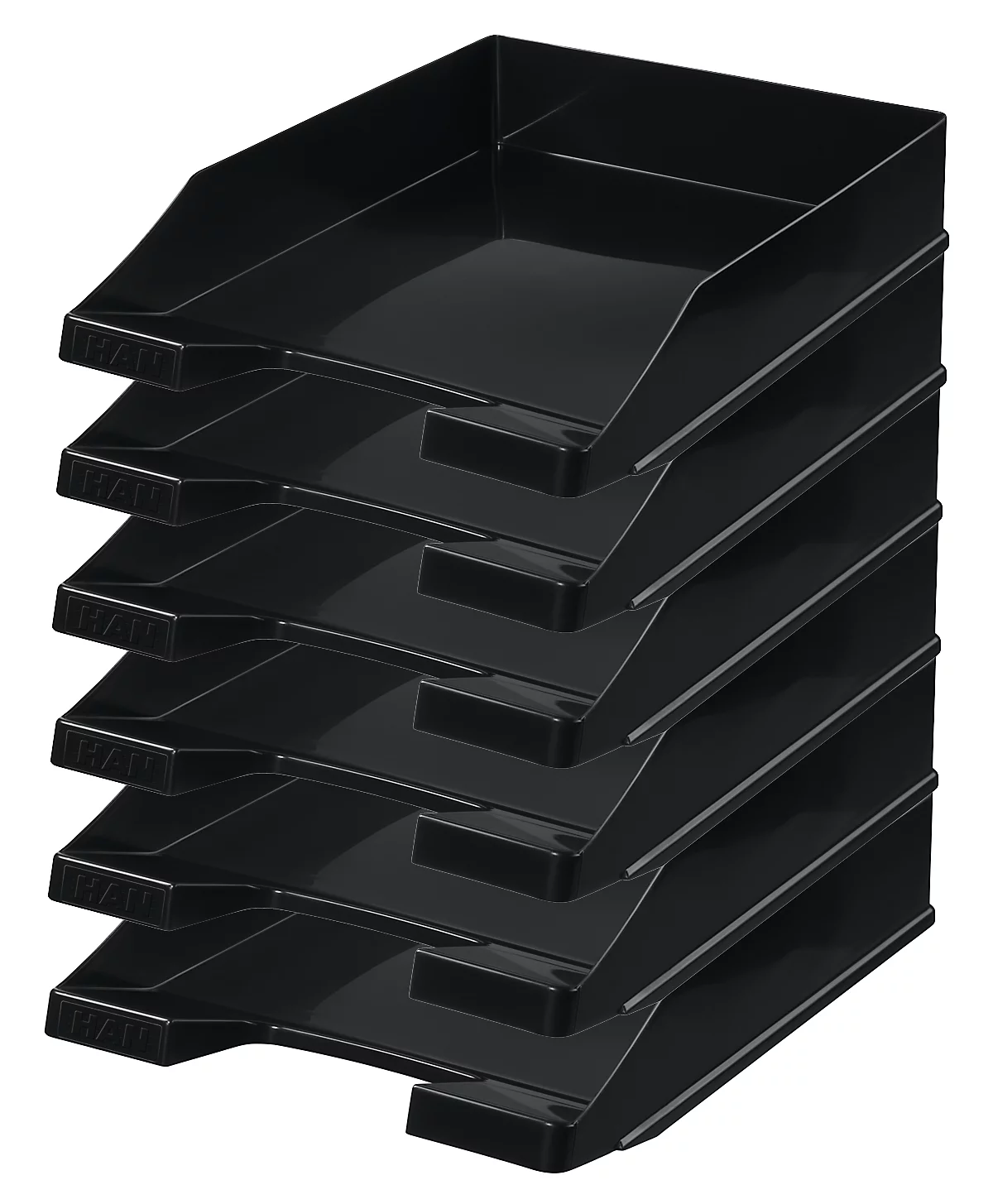 Cesta de almacenaje HAN Klassik, para formato A4/C4, con campo de etiquetado, apilable, An 255 x Pr 348 x Al 65 mm, plástico, negro, 6 piezas