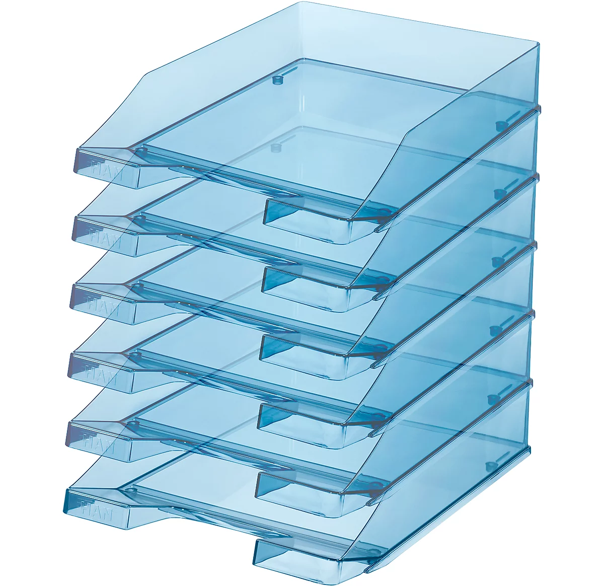 Cesta de almacenamiento HAN Klassik, para formato A4/C4, con campo de etiquetado, apilable, An 255 x Pr 348 x Al 65 mm, plástico, azul/transparente, 6 piezas 