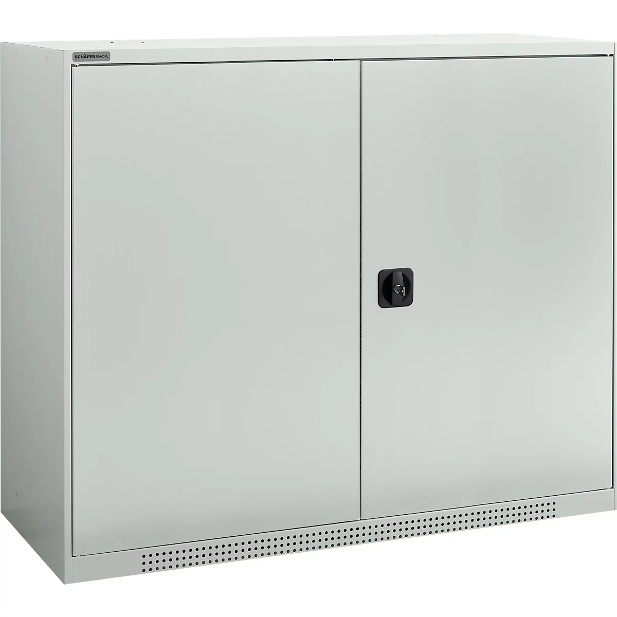 chäfer Shop Genius Armario de puertas batientes FS, acero, con orificios de ventilación, ancho 1343 x fondo 520 x alto 1105 mm, 3 OH, hasta 450 kg, gris claro/gris claro