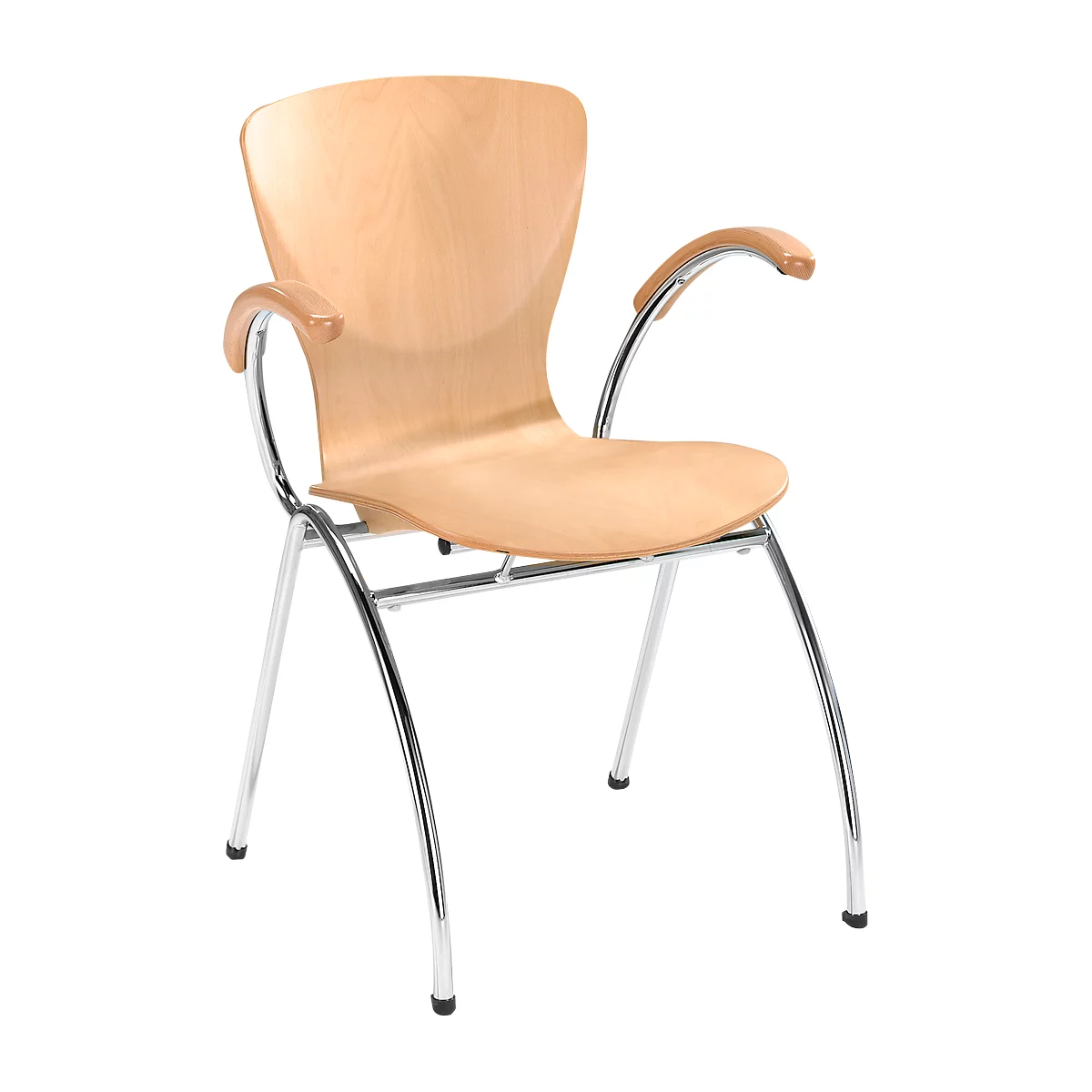 Chaise Bingo, sans coussins, avec accoudoirs, hêtre