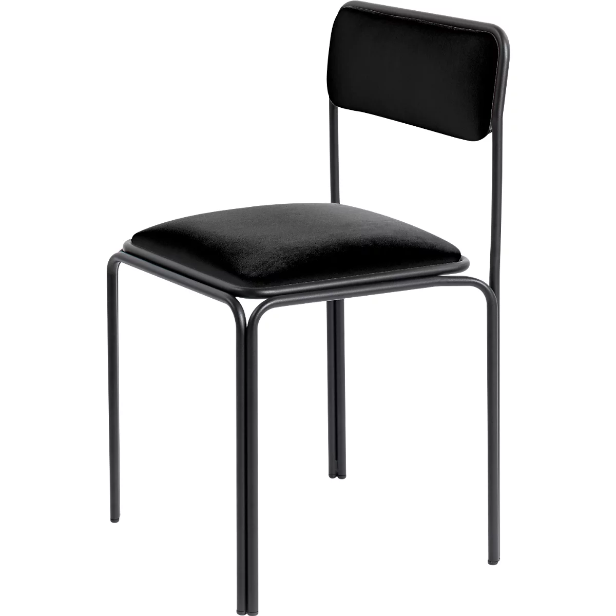 Chaise Bistro, assise en similicuir noir, design contemporain, produit second Life : remplacement de l'assise possible pour une durée de vie illimitée, empilable