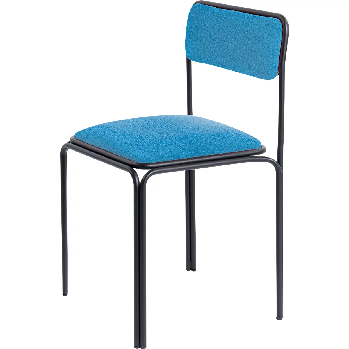 Chaise Bistro, assise velours bleu, design contemporain, produit second Life : remplacement de l'assise possible pour une durée de vie illimitée, empilable