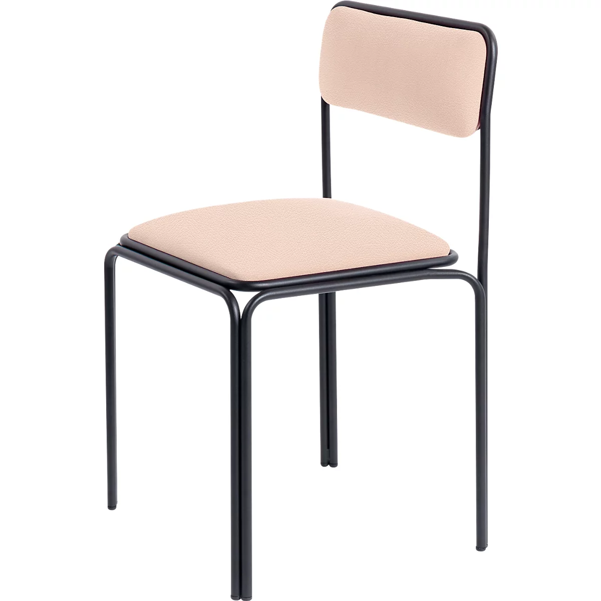 Chaise Bistro, assise velours ivoire, design contemporain, produit second Life : remplacement de l'assise possible pour une durée de vie illimitée, empilable