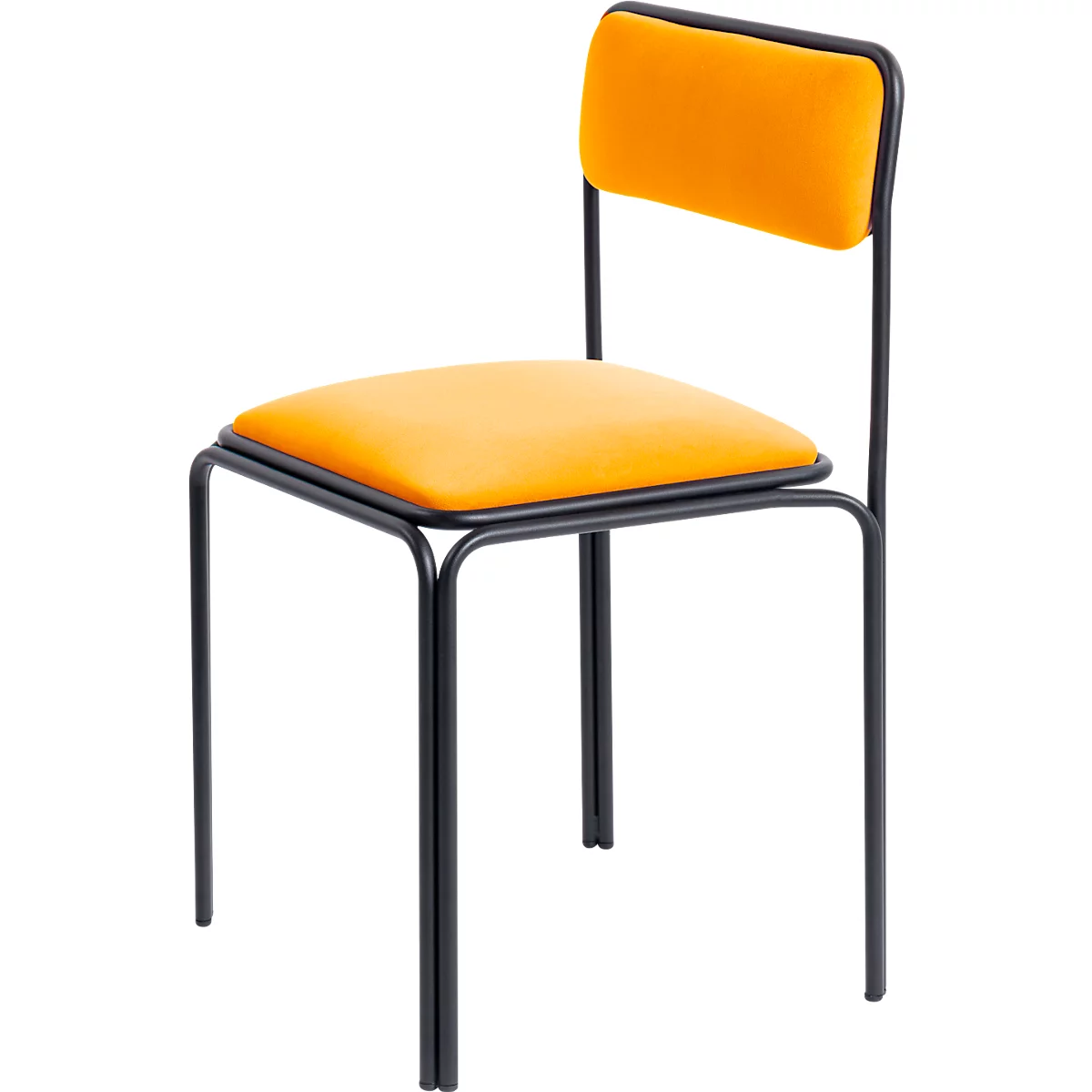 Chaise Bistro, assise velours safran, design contemporain, produit second life : remplacement de l'assise possible pour une durée de vie illimitée, empilable