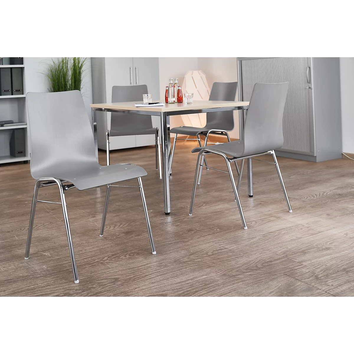 Chaise coque 720, empilable, coque d'assise rectangulaire, gris