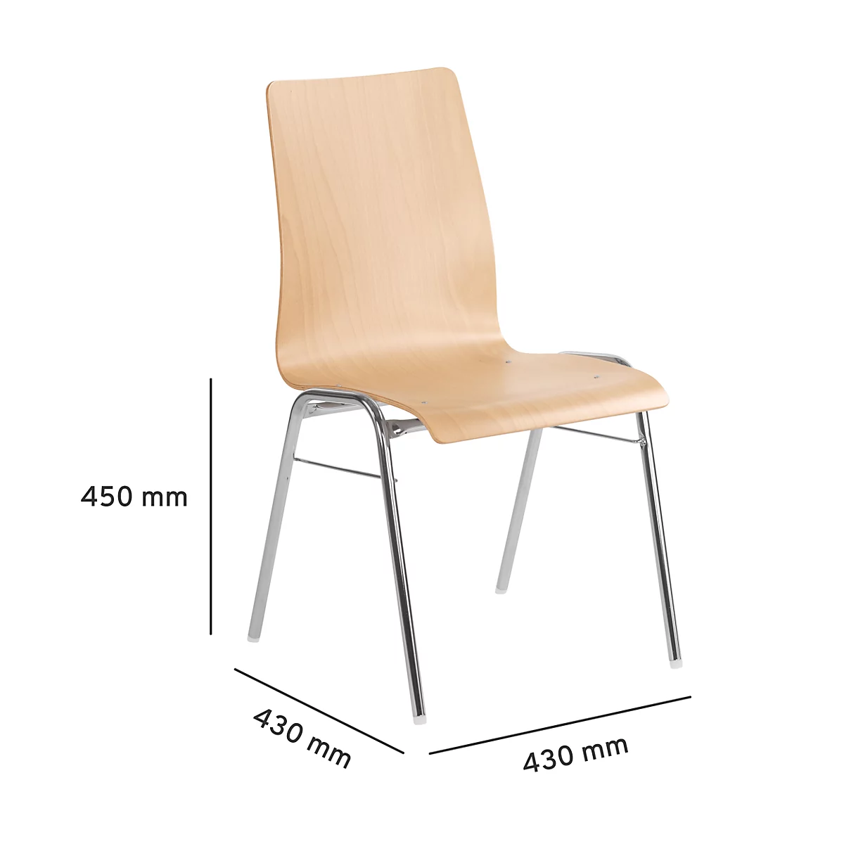 Chaise coque 720, empilable, coque d'assise rectangulaire, naturel