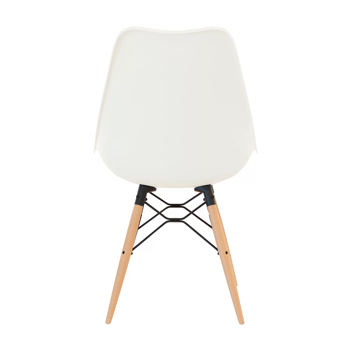 Chaise coque DOGEWOOD - plastique- pieds en bois - coussin d'assise - blanc