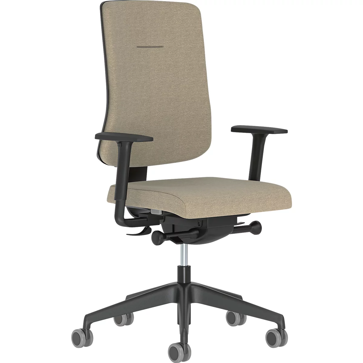 Chaise de bureau NowyStyl UTILA, avec accoudoirs, mécanisme synchrone, siège multicouche, hauteur/profondeur d'assise réglables, dossier rembourré, brun/marron