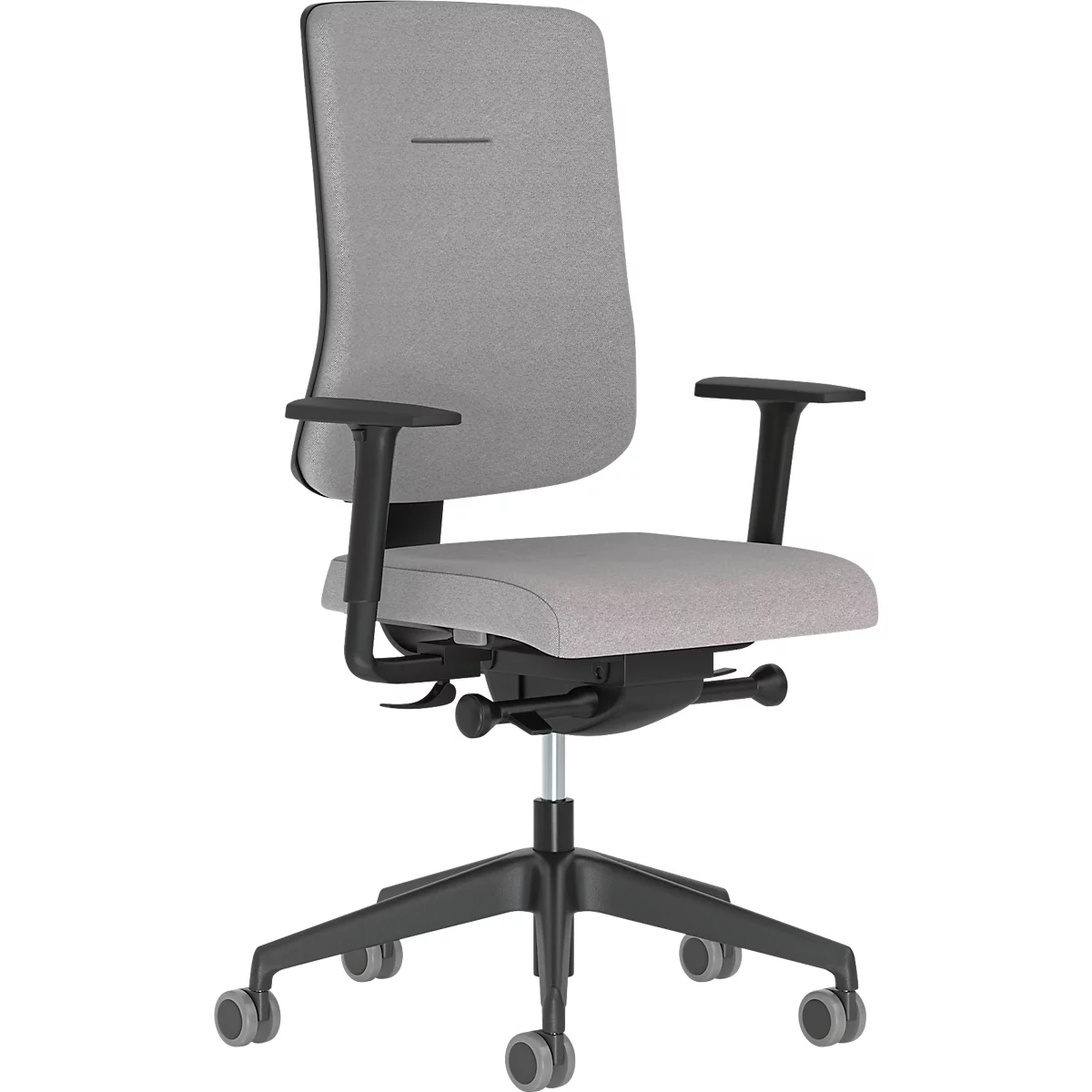Chaise de bureau NowyStyl UTILA, avec accoudoirs, mécanisme synchrone, siège multicouche, hauteur/profondeur d'assise réglables, dossier rembourré, gris/gris