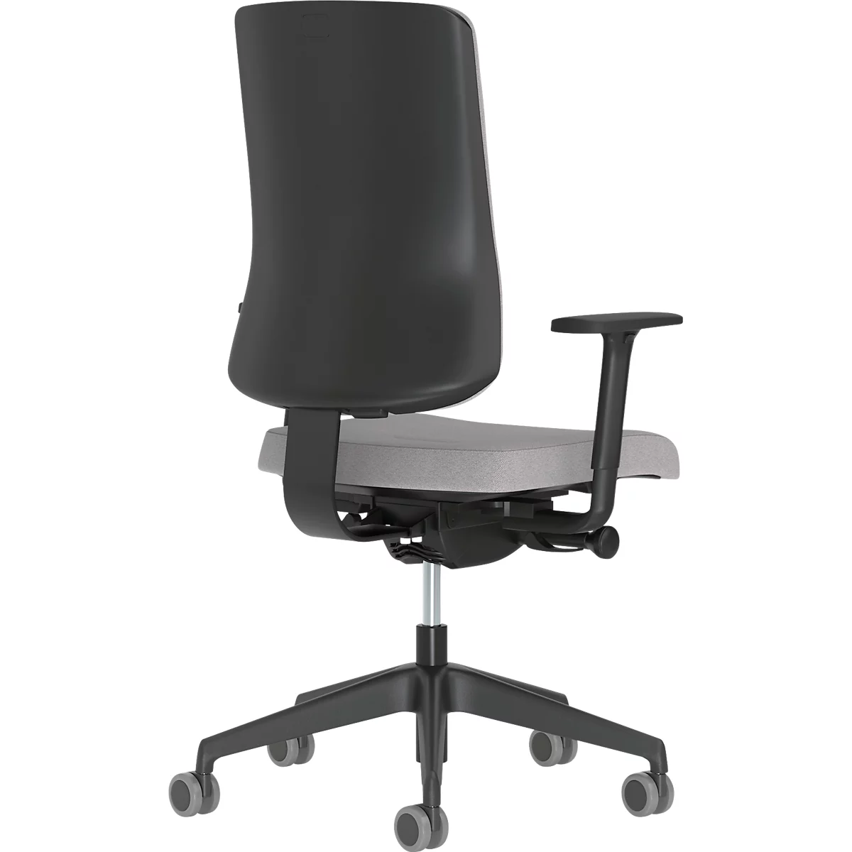 Chaise de bureau NowyStyl UTILA, avec accoudoirs, mécanisme synchrone, siège multicouche, hauteur/profondeur d'assise réglables, dossier rembourré, gris/gris