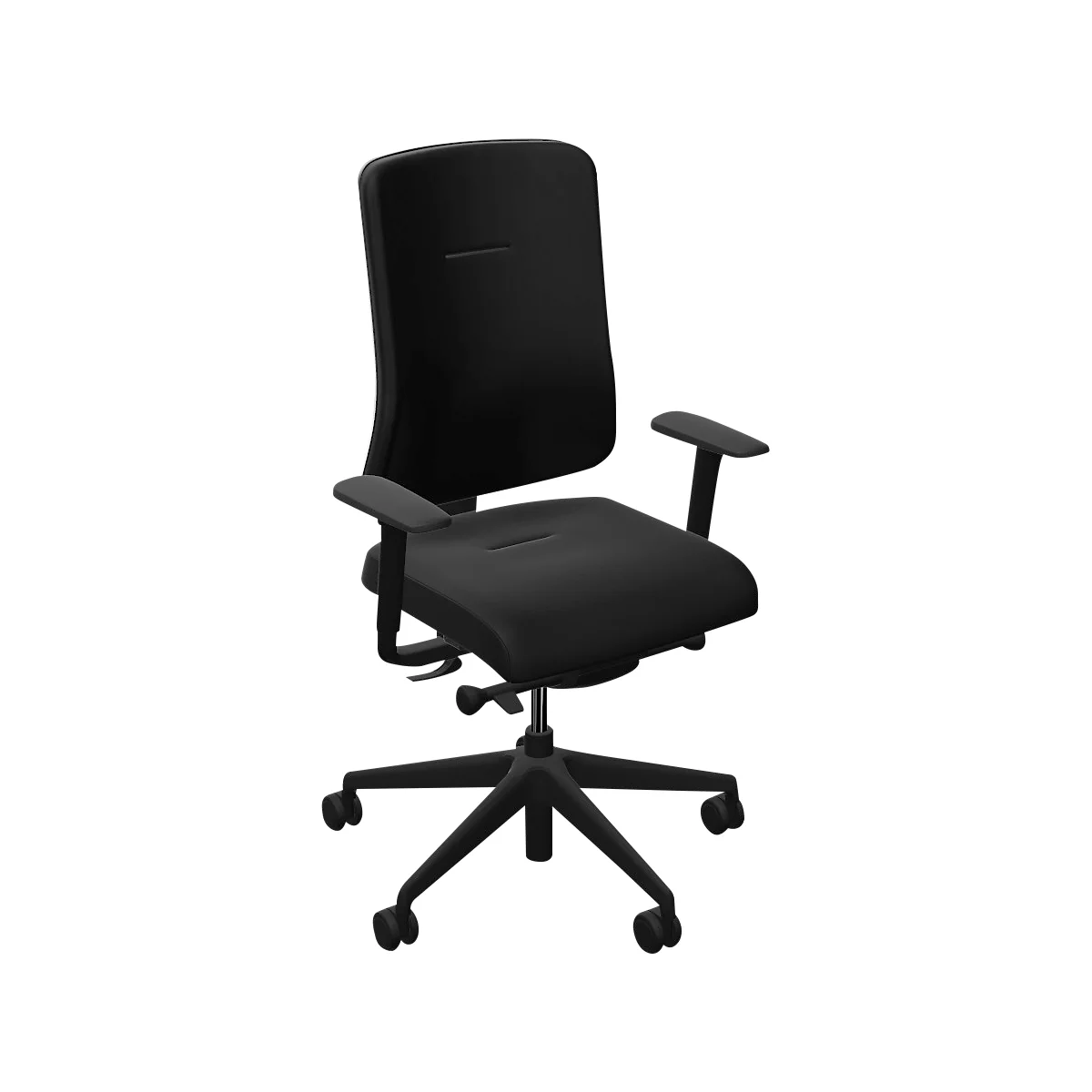 Chaise de bureau NowyStyl UTILA, avec accoudoirs, mécanisme synchrone, siège multicouche, hauteur/profondeur d'assise réglables, dossier rembourré, noir/noir