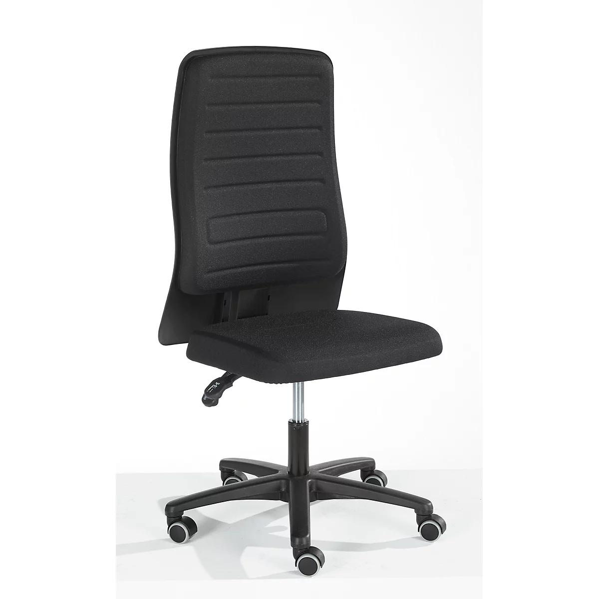 Chaise de bureau Prosedia ECCON plus-3, contact permanent, sans accoudoirs, dossier rembourré, avec support lombaire, assise plate, noir