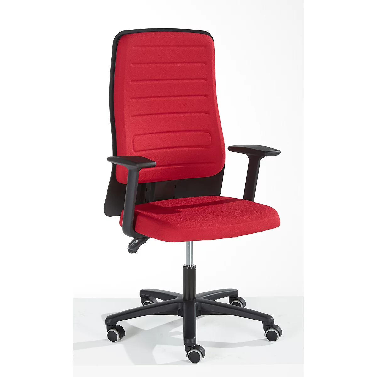 Chaise de bureau Prosedia ECCON plus-3, contact permanent, sans accoudoirs, dossier rembourré, avec support lombaire, assise plate, rouge
