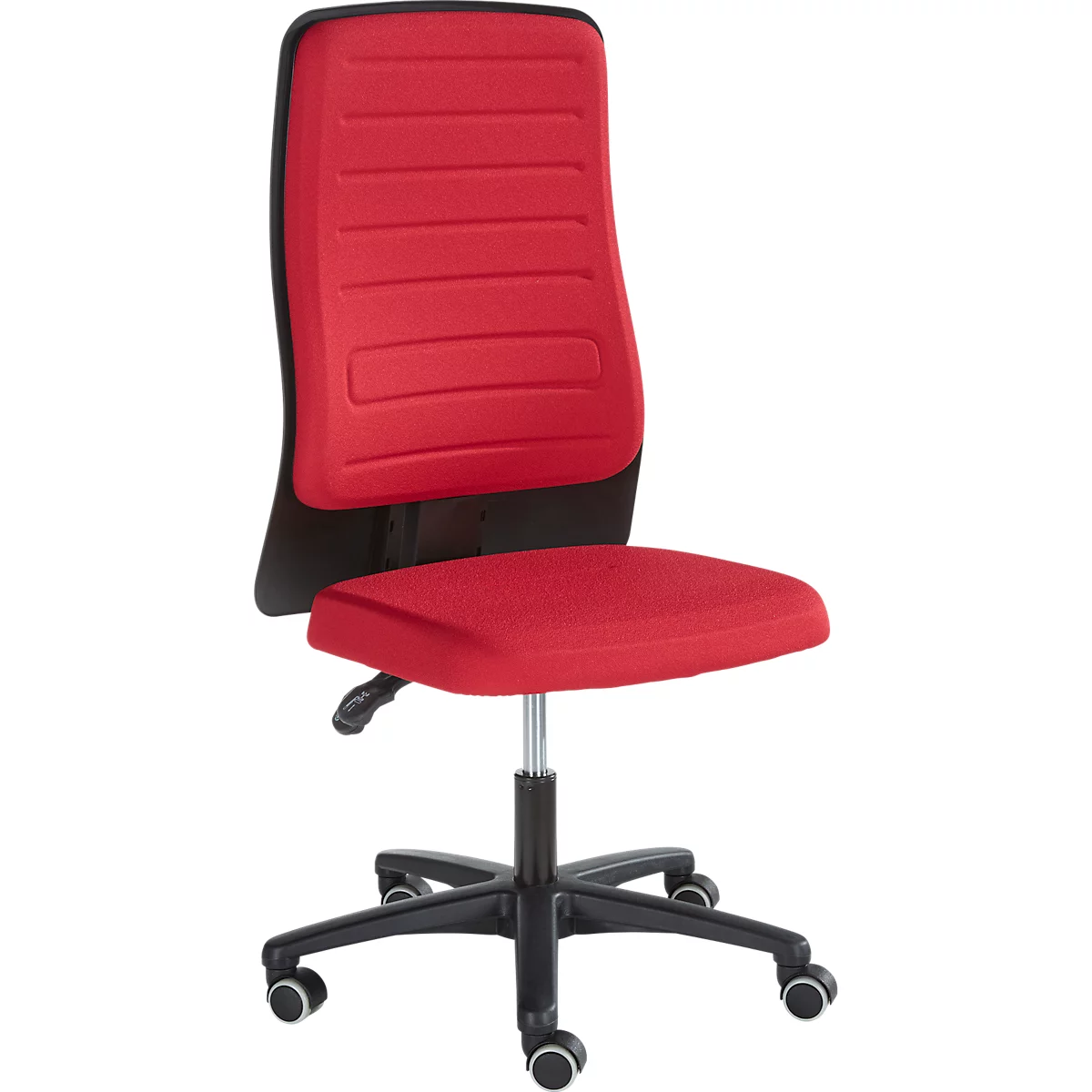 Chaise de bureau Prosedia ECCON plus-3, contact permanent, sans accoudoirs, dossier rembourré, avec support lombaire, assise plate, rouge