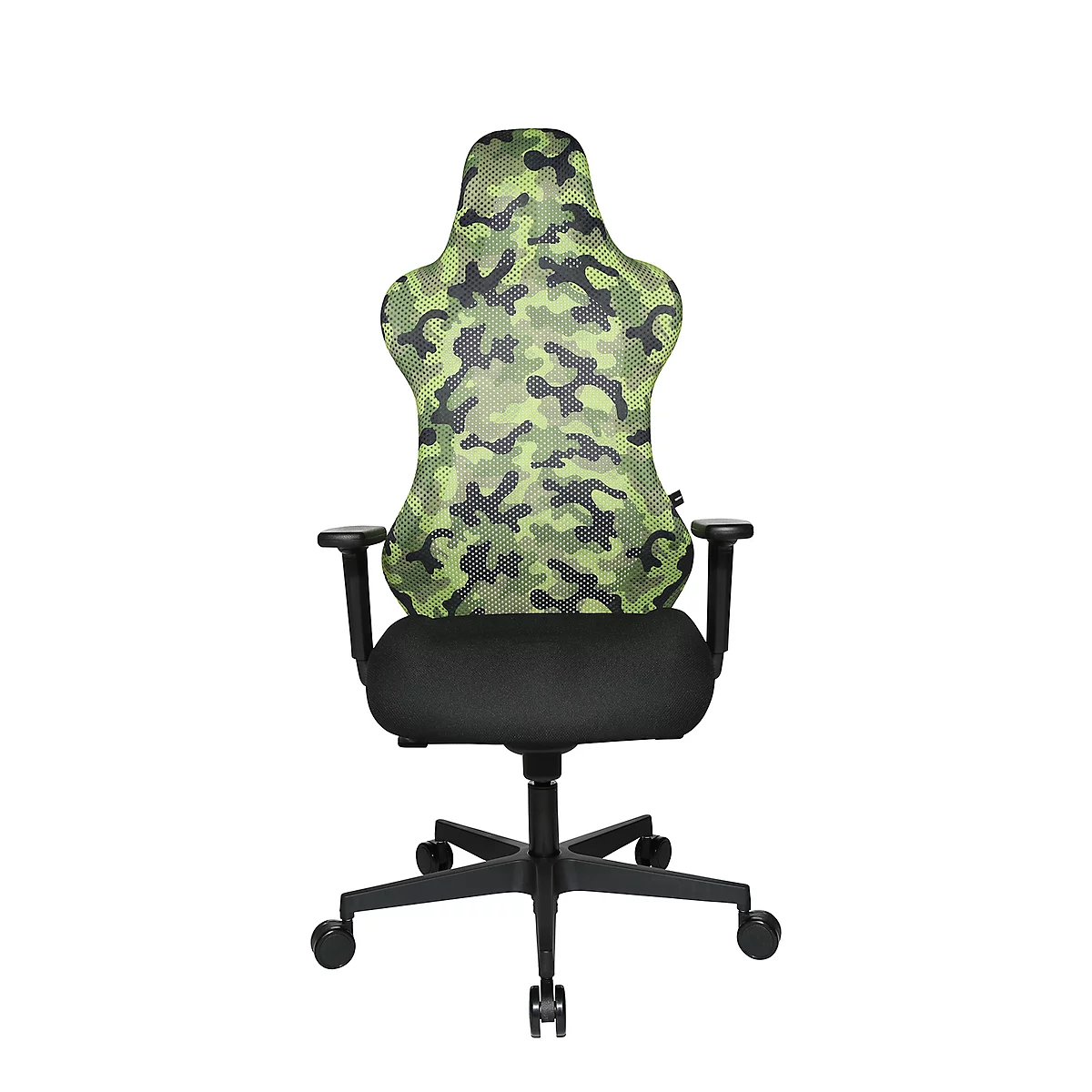 Chaise de bureau Sitness RS Sport Camouflage, avec accoudoirs, synchronisation 3D, assise en creux, appui-tête, vert/noir