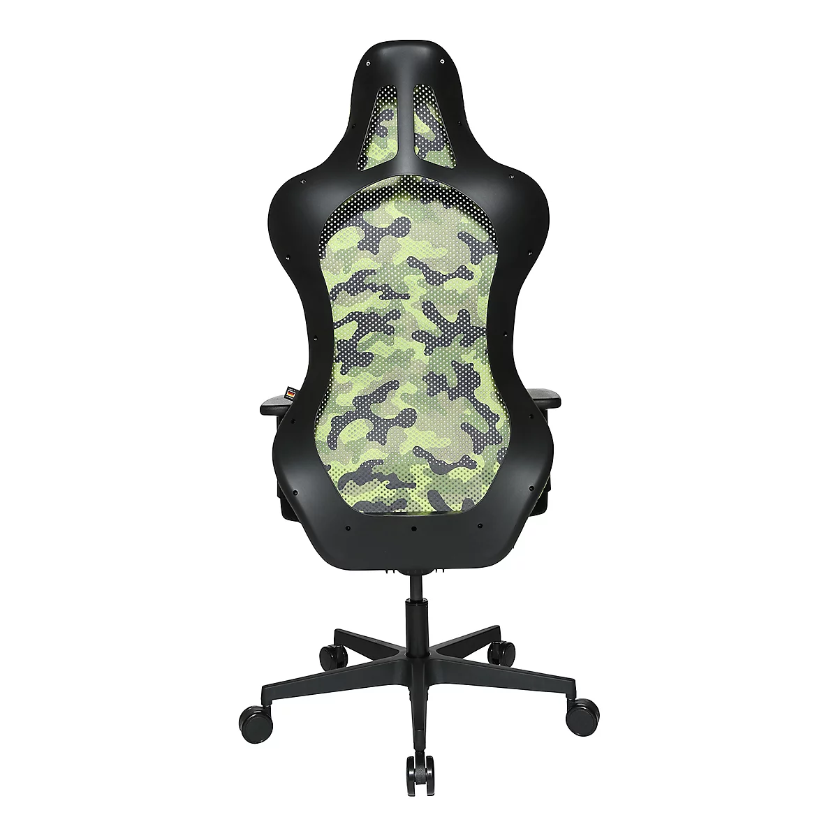 Chaise de bureau Sitness RS Sport Camouflage, avec accoudoirs, synchronisation 3D, assise en creux, appui-tête, vert/noir