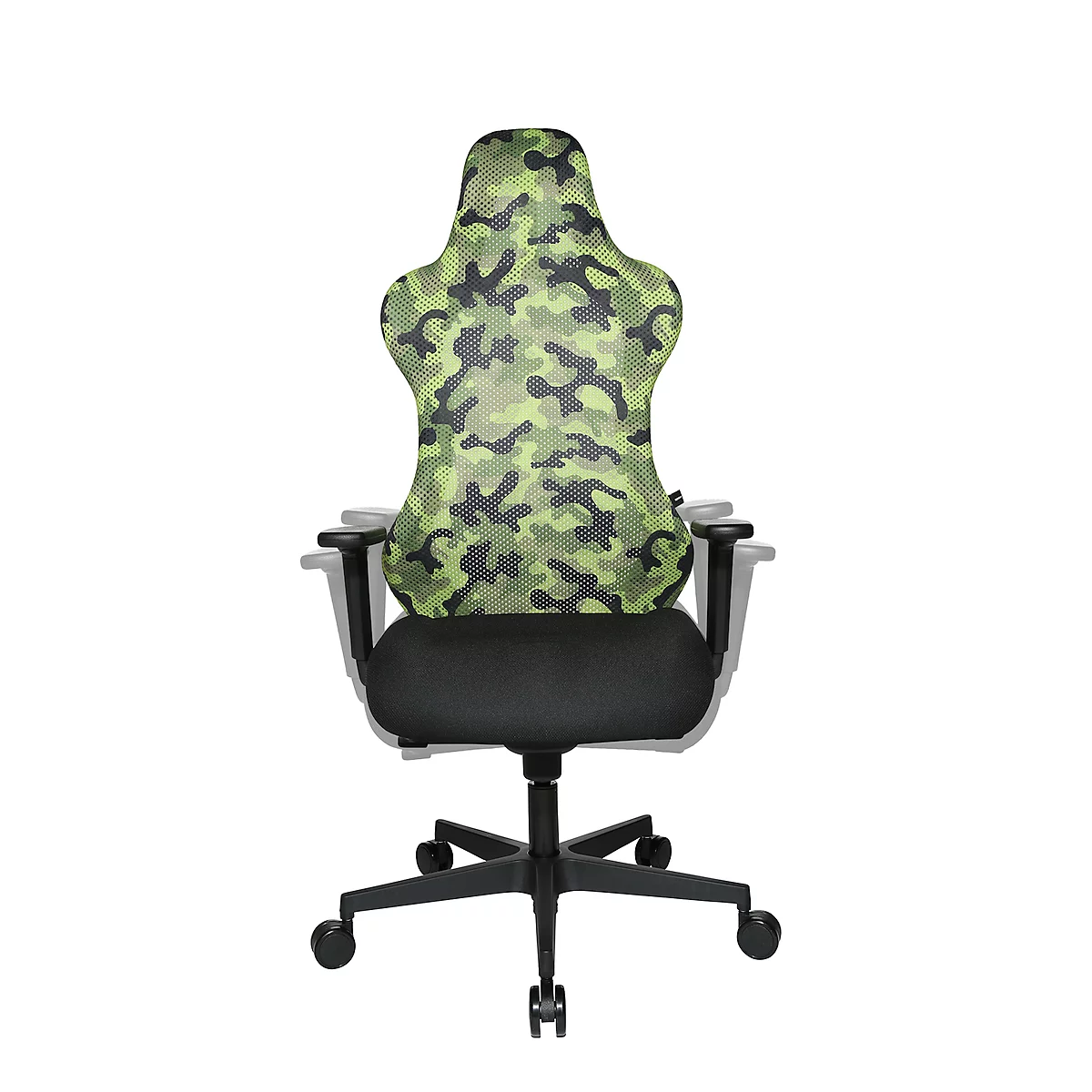 Chaise de bureau Sitness RS Sport Camouflage, avec accoudoirs, synchronisation 3D, assise en creux, appui-tête, vert/noir
