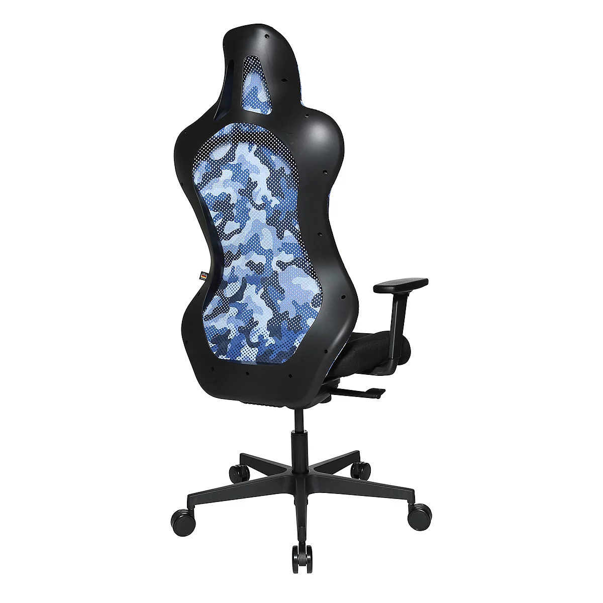 Chaise de bureau Sitness RS Sport Camouflage, avec accoudoirs, synchronisation 3D, siège en forme d'auge, appui-tête, bleu/noir