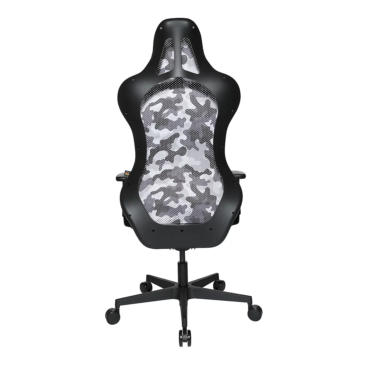 Chaise de bureau Sitness RS Sport Camouflage, avec accoudoirs, synchronisation 3D, siège en forme d'auge, appui-tête, gris blanc/noir