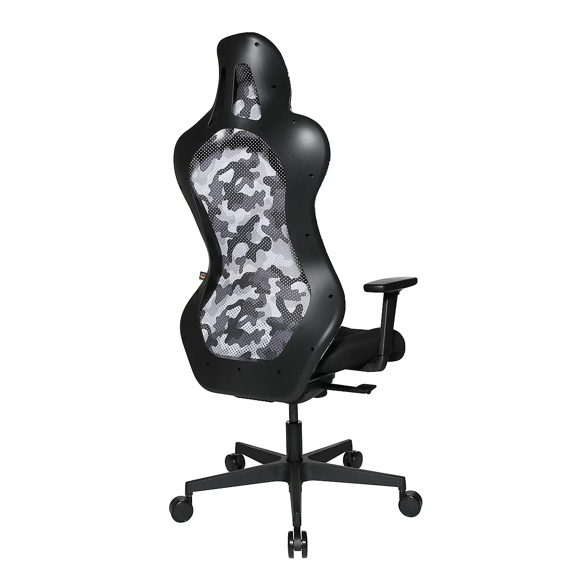 Chaise de bureau Sitness RS Sport Camouflage, avec accoudoirs, synchronisation 3D, siège en forme d'auge, appui-tête, gris blanc/noir