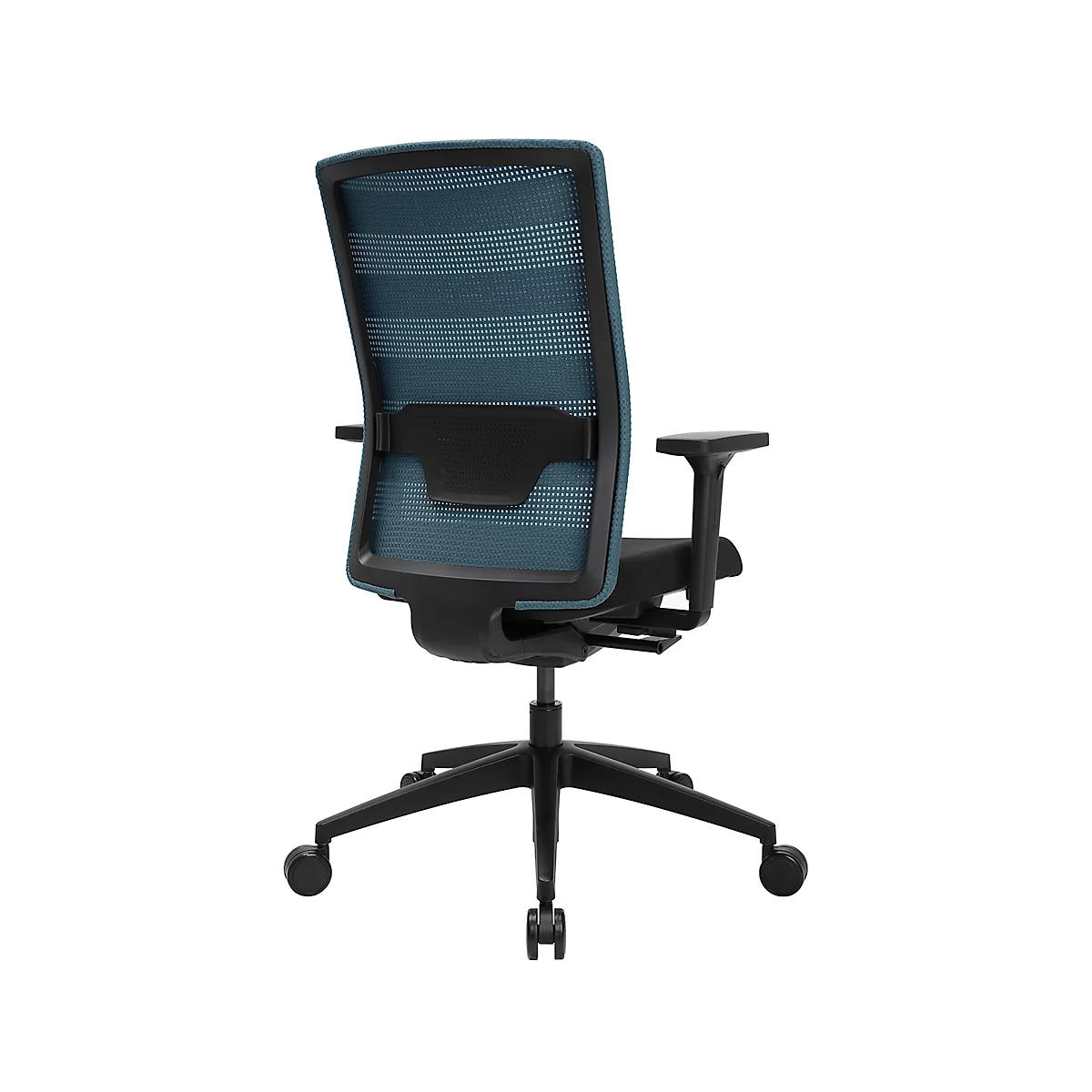 Chaise de bureau Topstar AirWork, avec accoudoirs, mécanisme auto-synchrone, assise multicouche, dossier résille avec soutien lombaire, pétrole/noir