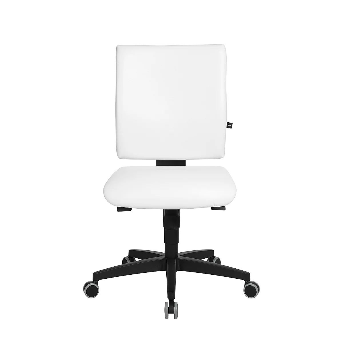 Chaise de bureau Topstar LIGHTSTAR 10, sans accoudoirs, mécanisme synchrone, assise plate, cuir synthétique résistant aux désinfectants, blanc/noir
