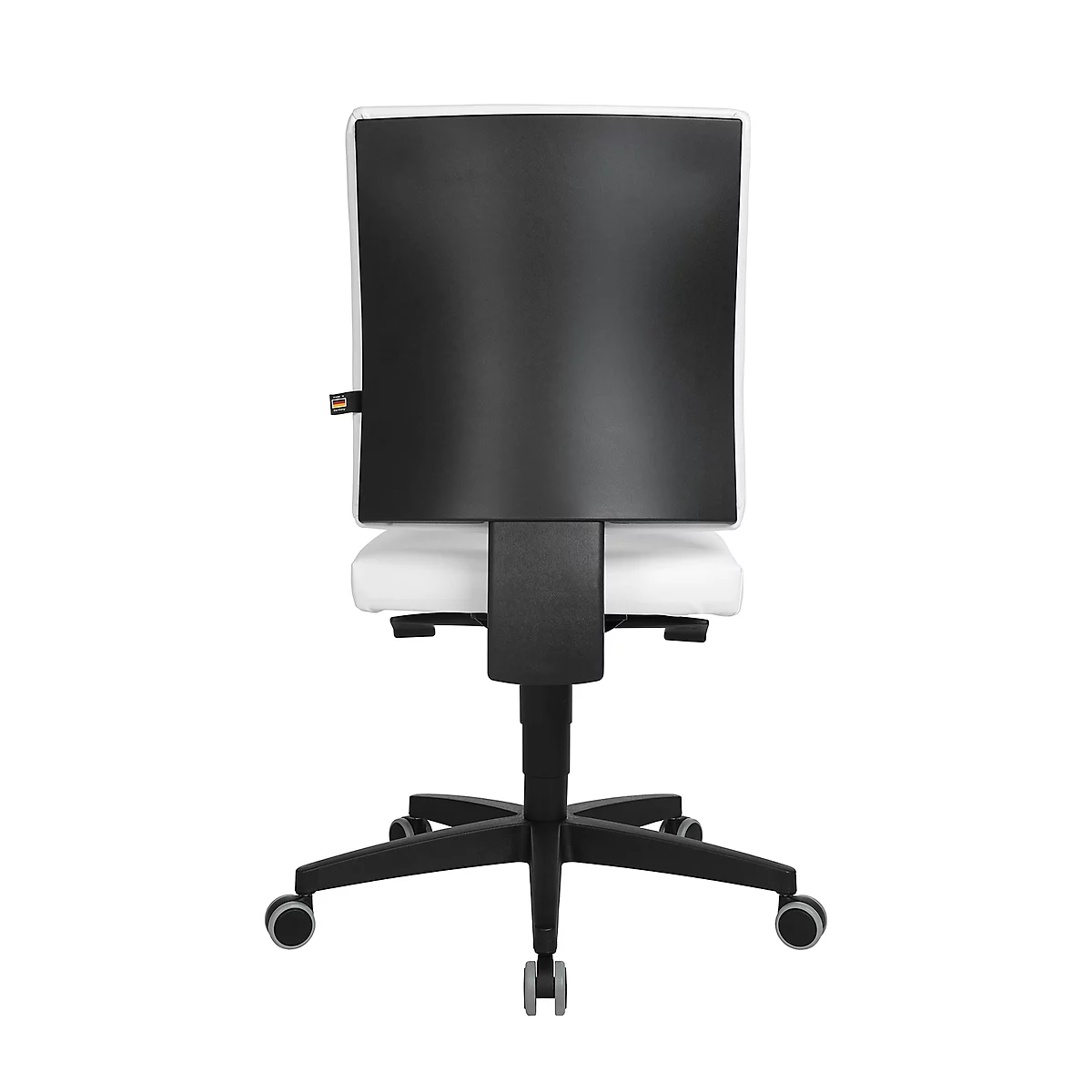 Chaise de bureau Topstar LIGHTSTAR 10, sans accoudoirs, mécanisme synchrone, assise plate, cuir synthétique résistant aux désinfectants, blanc/noir