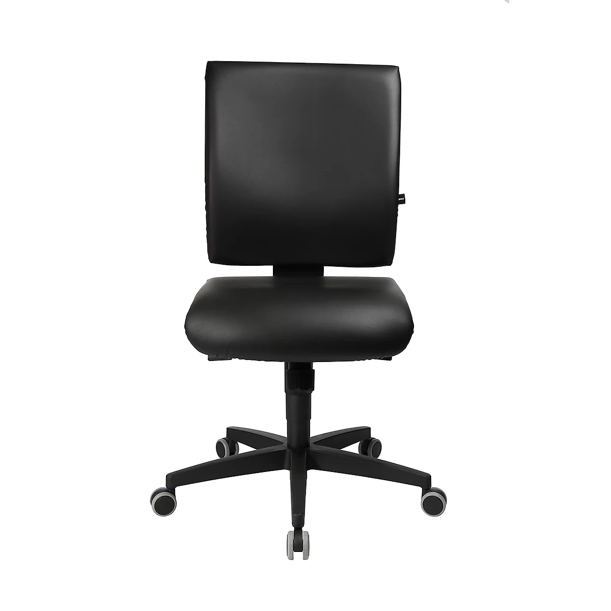 Chaise de bureau Topstar LIGHTSTAR 10, sans accoudoirs, mécanisme synchrone, assise plate, cuir synthétique résistant aux désinfectants, noir/noir