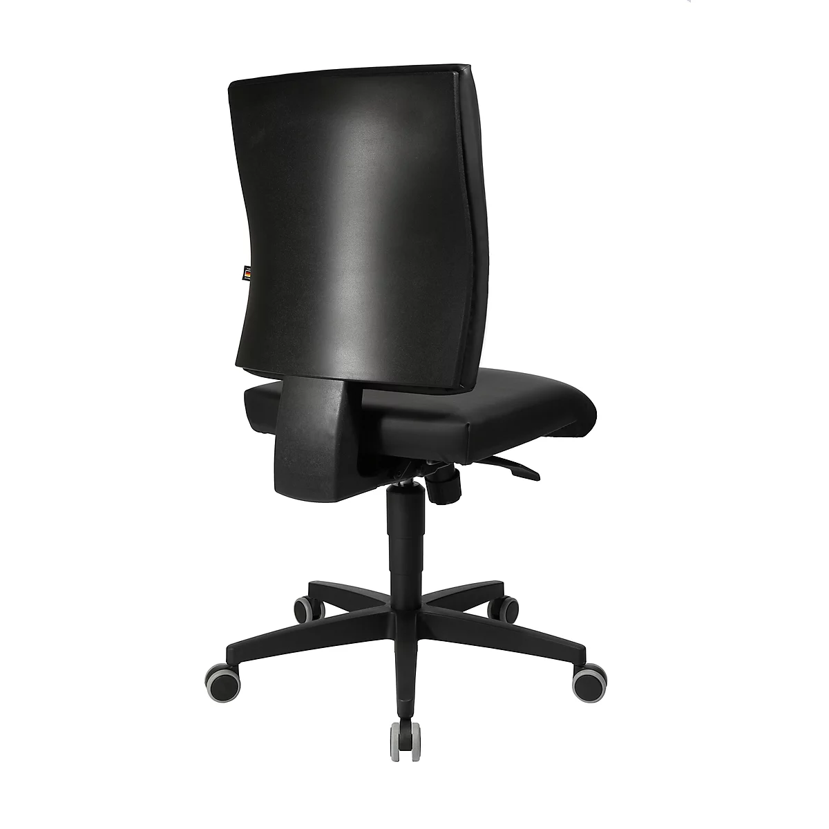 Chaise de bureau Topstar LIGHTSTAR 10, sans accoudoirs, mécanisme synchrone, assise plate, cuir synthétique résistant aux désinfectants, noir/noir