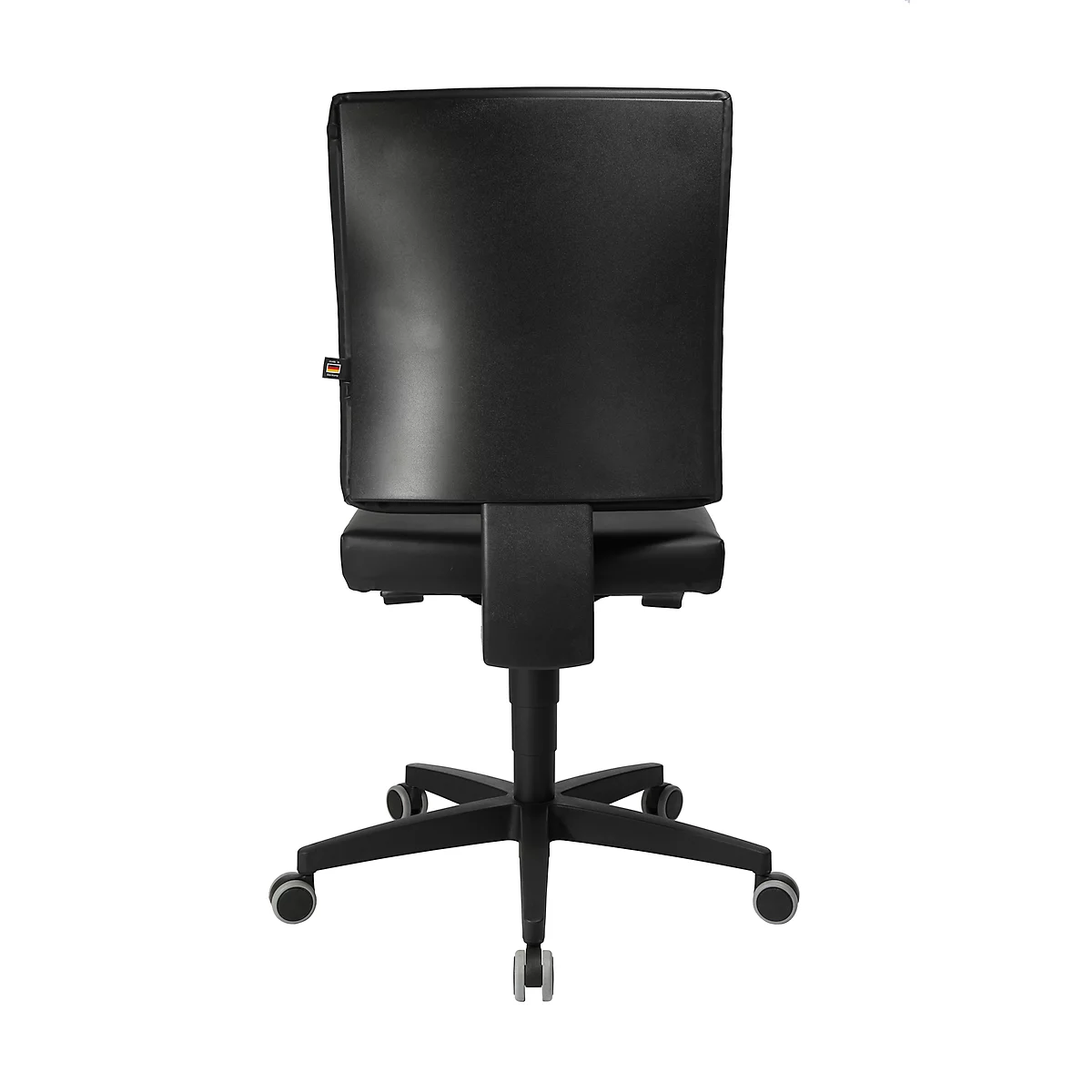 Chaise de bureau Topstar LIGHTSTAR 10, sans accoudoirs, mécanisme synchrone, assise plate, cuir synthétique résistant aux désinfectants, noir/noir