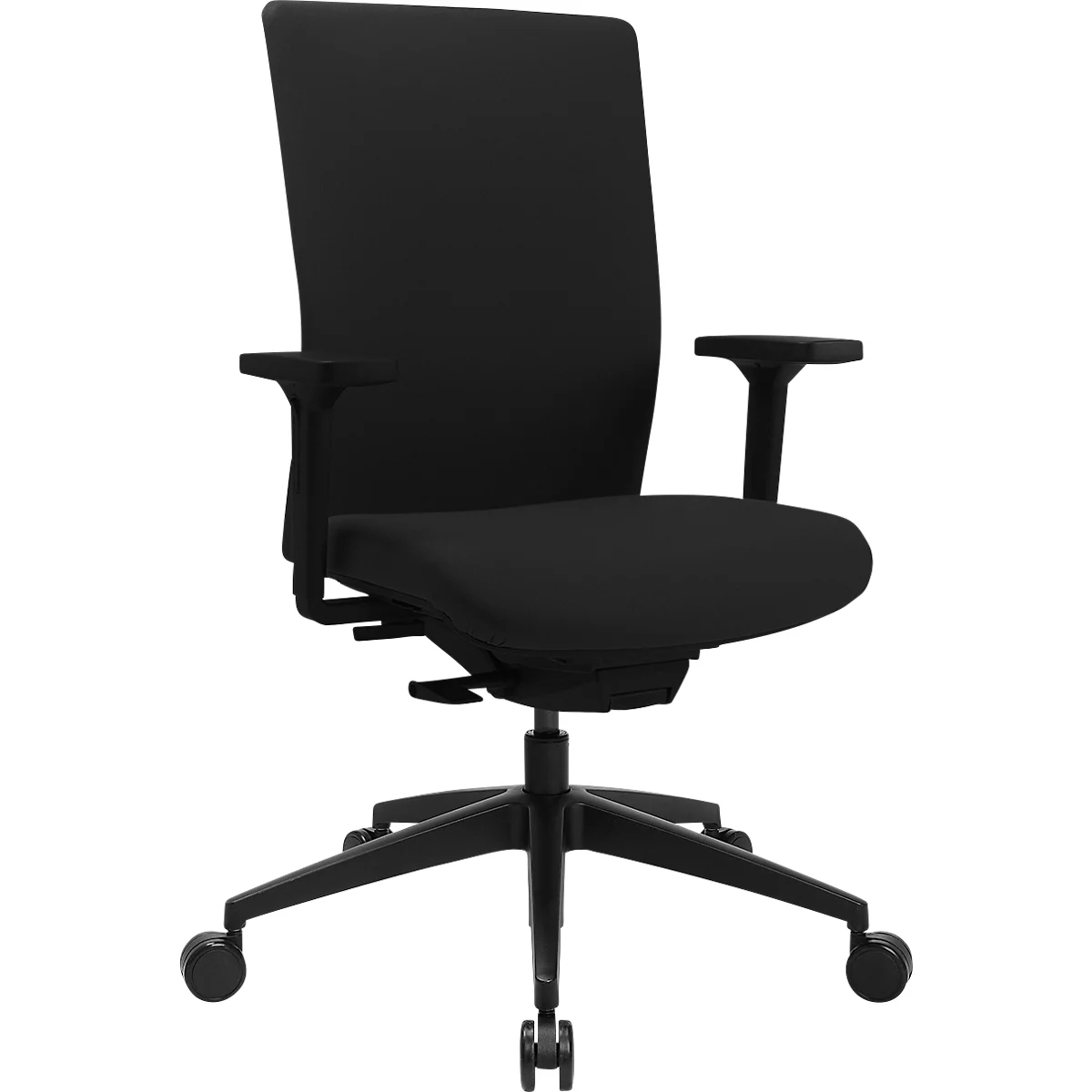 Chaise de bureau Topstar Sitness AirWork G, rembourrage sandwich, assise plate 3D, mécanisme synchrone, appui-lordose réglable en hauteur, certifiée AGR, noir