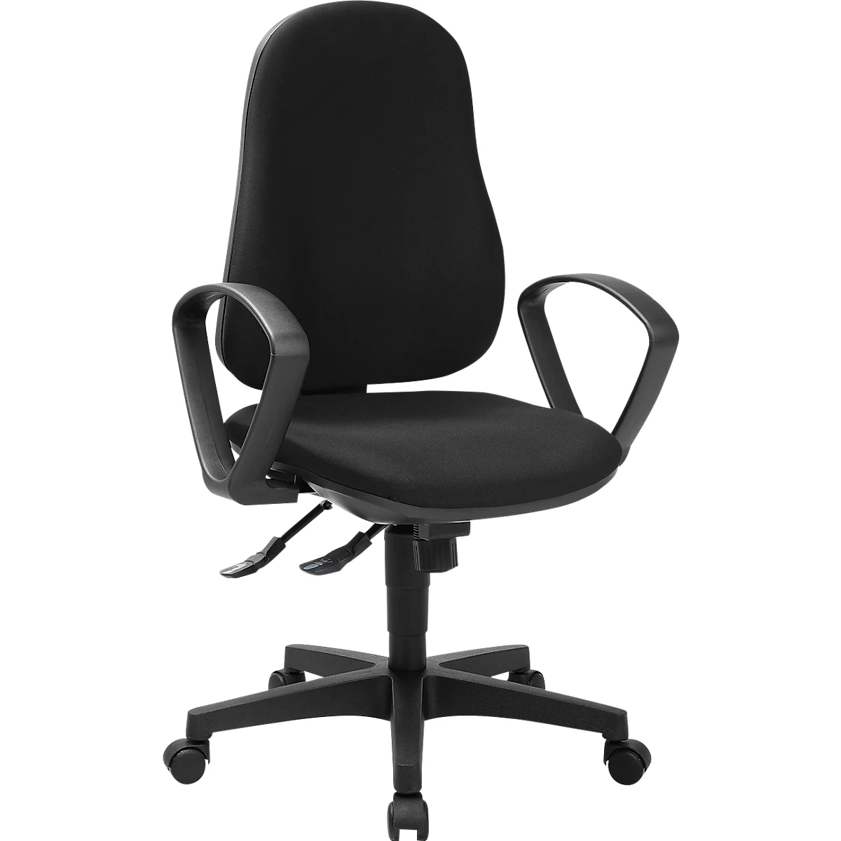 Chaise de bureau Topstar SUPPORT SY, accoudoirs, mécanisme synchrone, assise ergonomique, durable, plastique recyclé, noir
