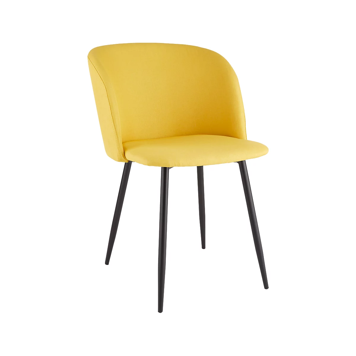 Chaise de conférence, L 570 x P 540 x H 810 mm, rembourrée, revêtement en tissu, lot de 2 pièces, jaune safran